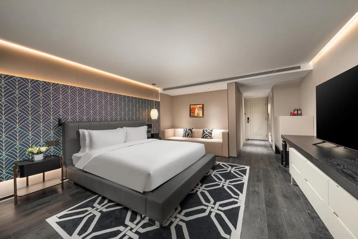 View (from property/room), Bed in JingLai Bushe Hotel Bund Nanjing West Road Shanghai