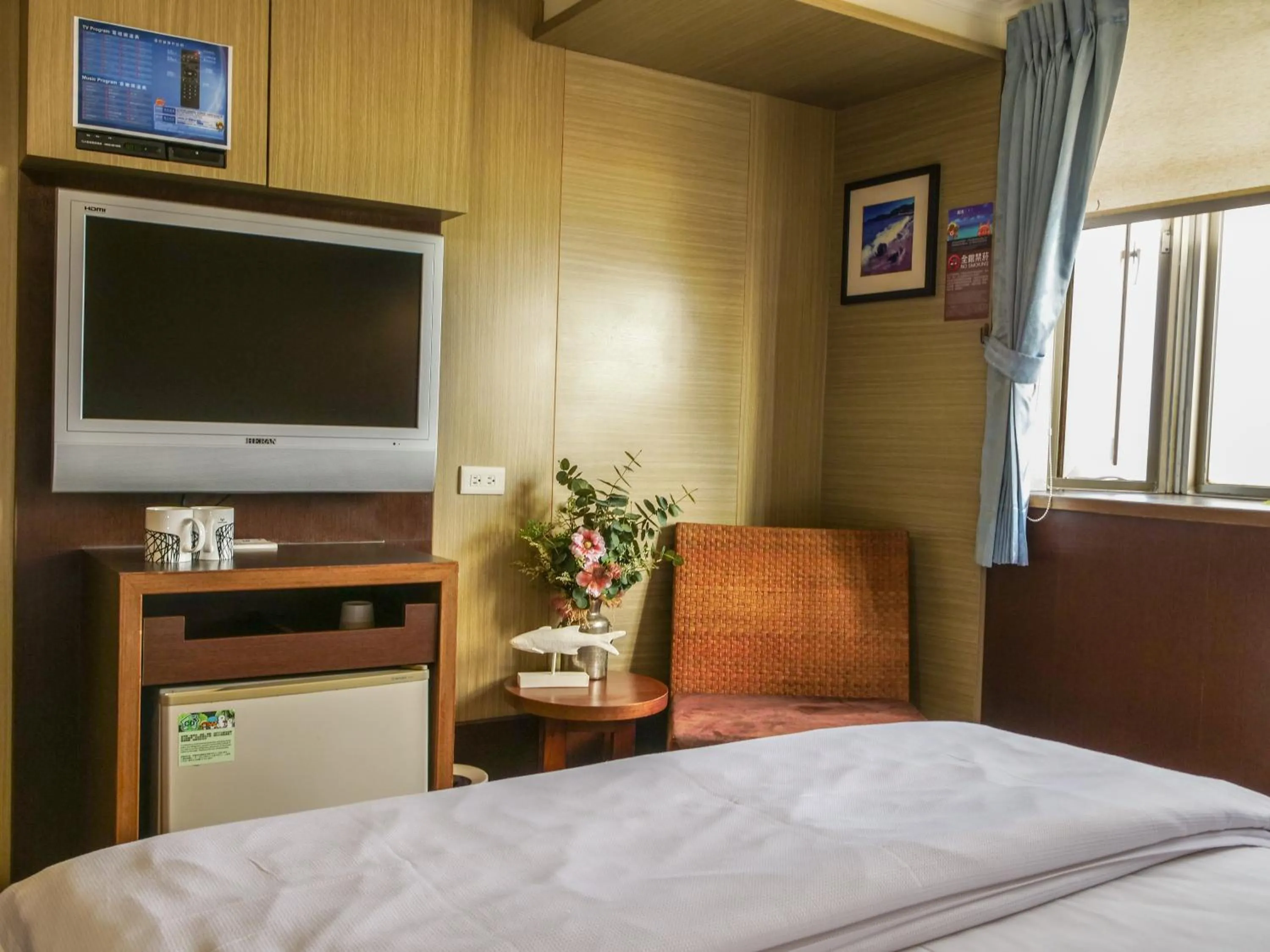 Decorative detail, Bed in MF Hotel, penghu