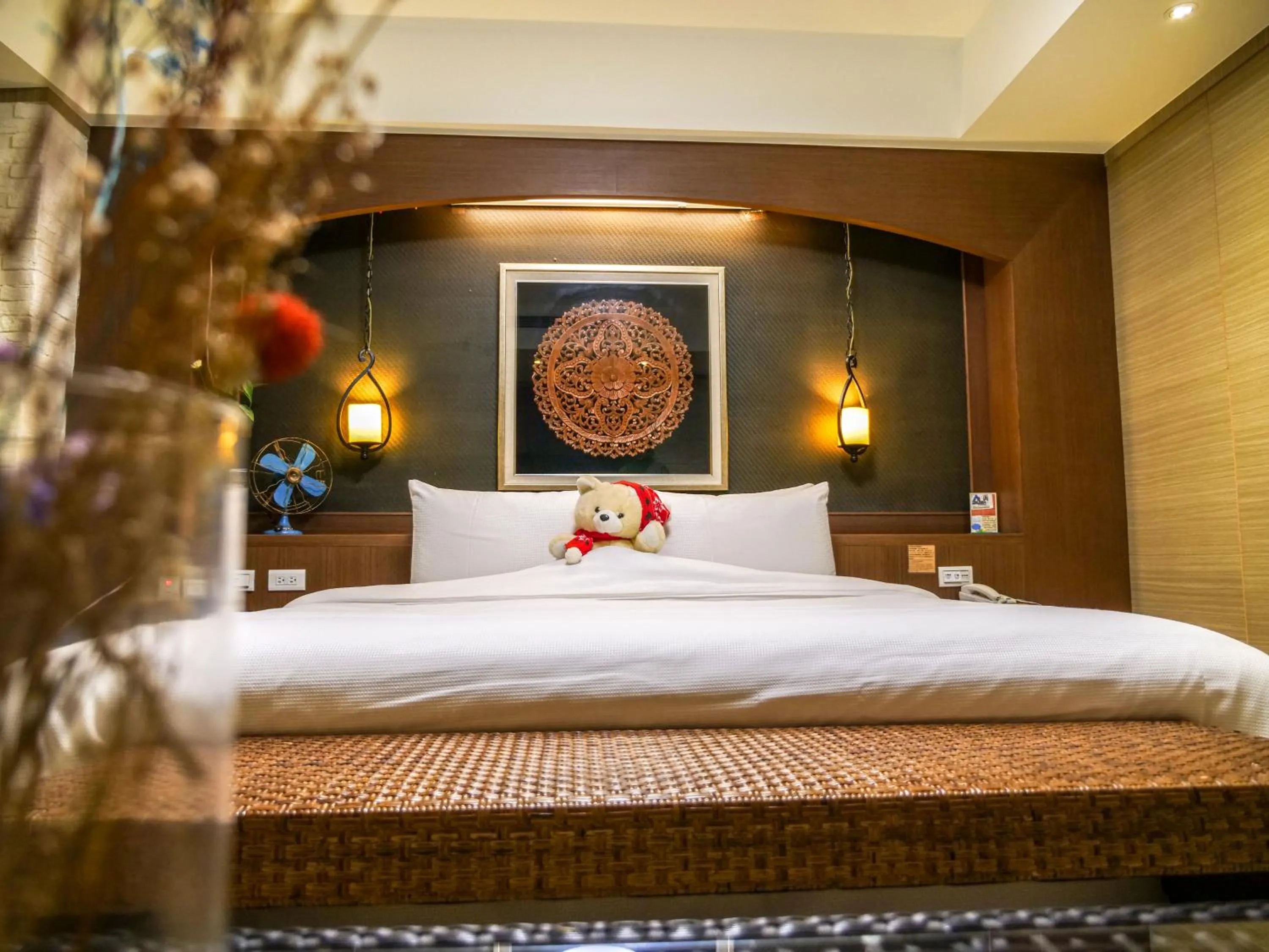 Decorative detail, Bed in MF Hotel, penghu