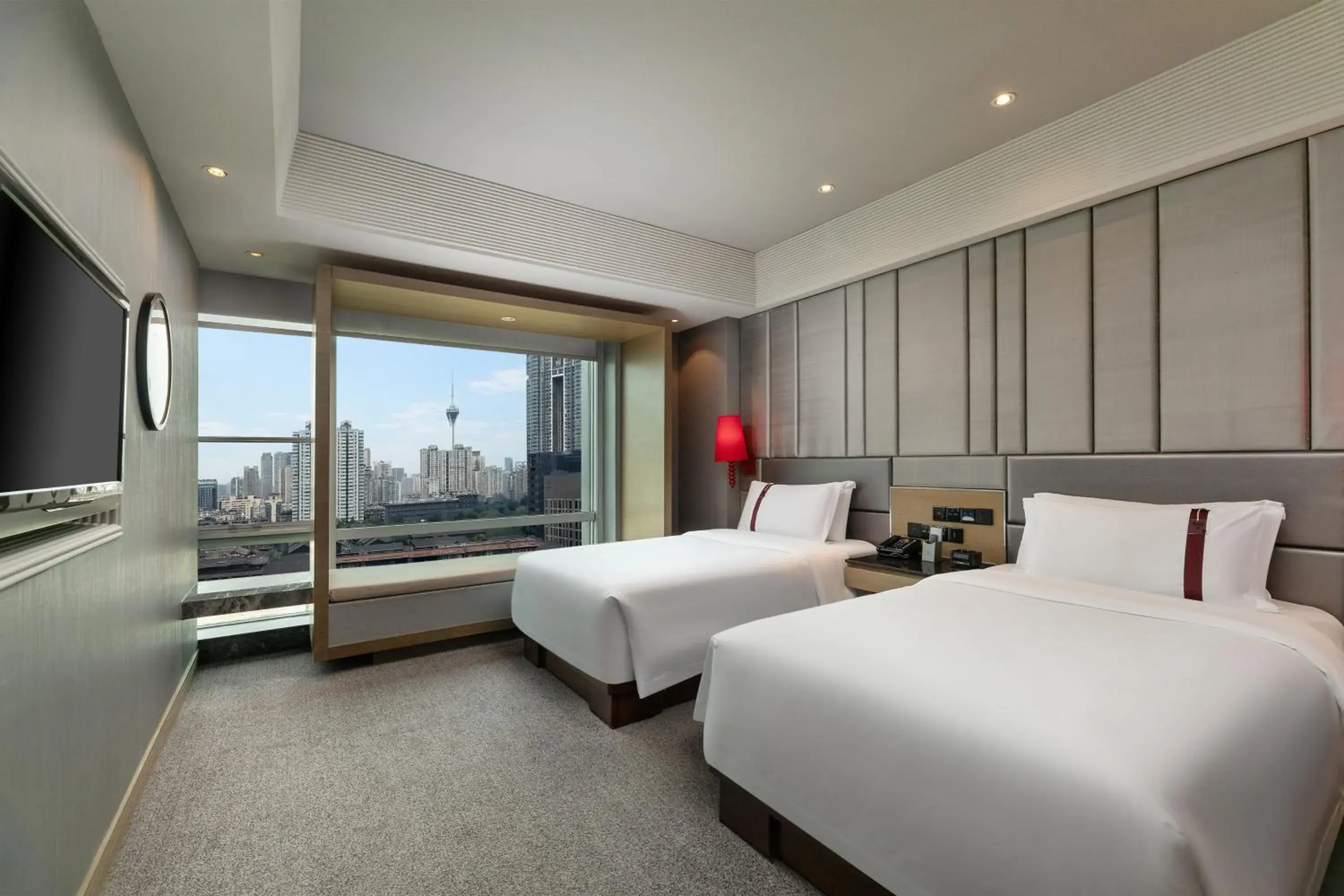 Bedroom, Bed in Rhombus Park Aura Chengdu Hotel Bedroom, Bed in Rhombus Park Aura Chengdu Hotel