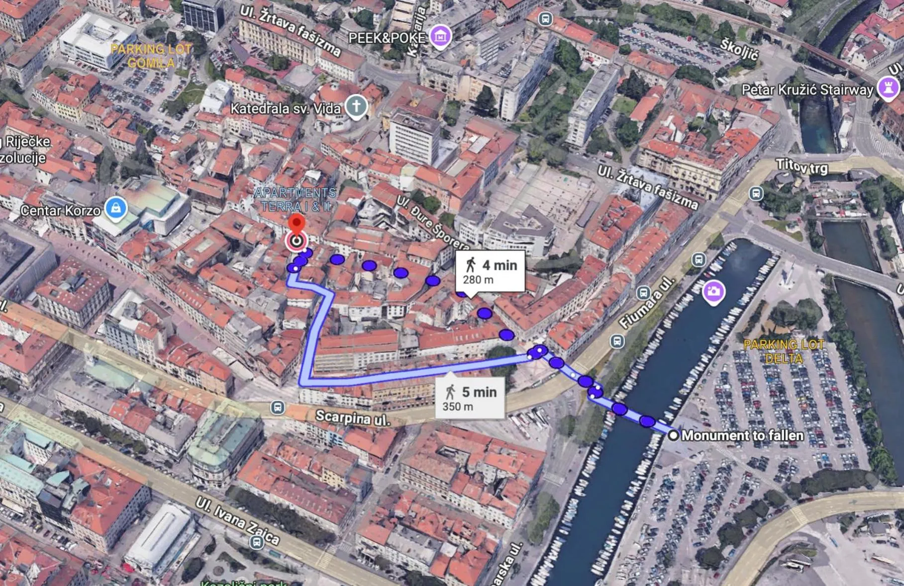 Parking in Rijeka Apartments TERRA I & II in the Old Town