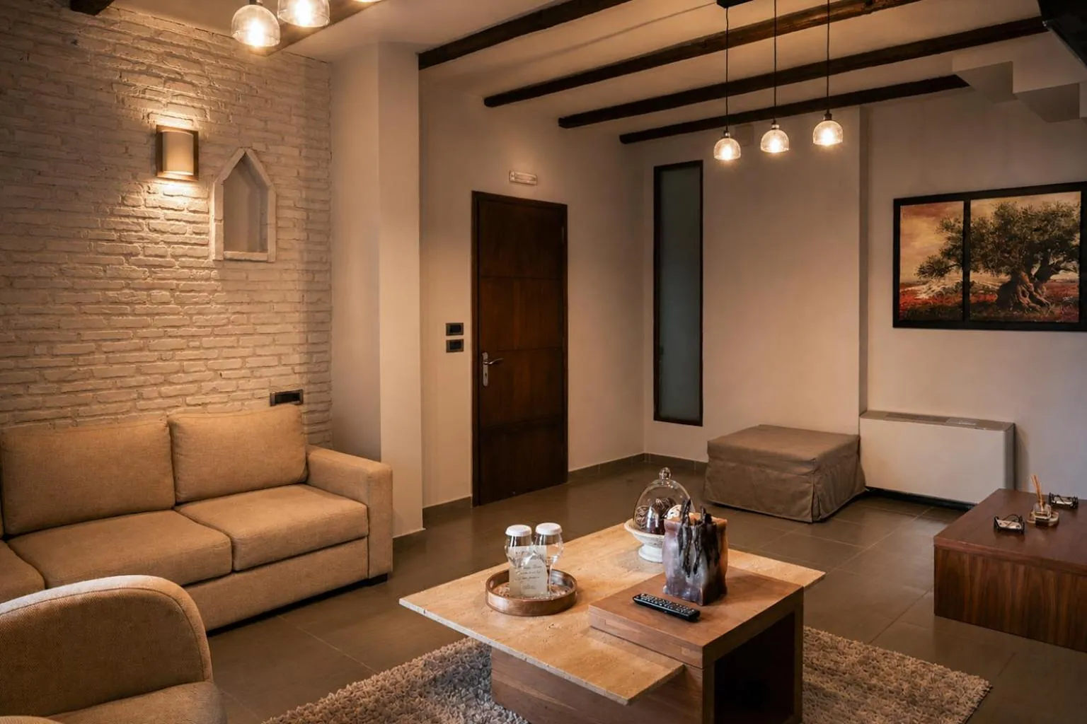 Living room in Vathyskia Guesthouse