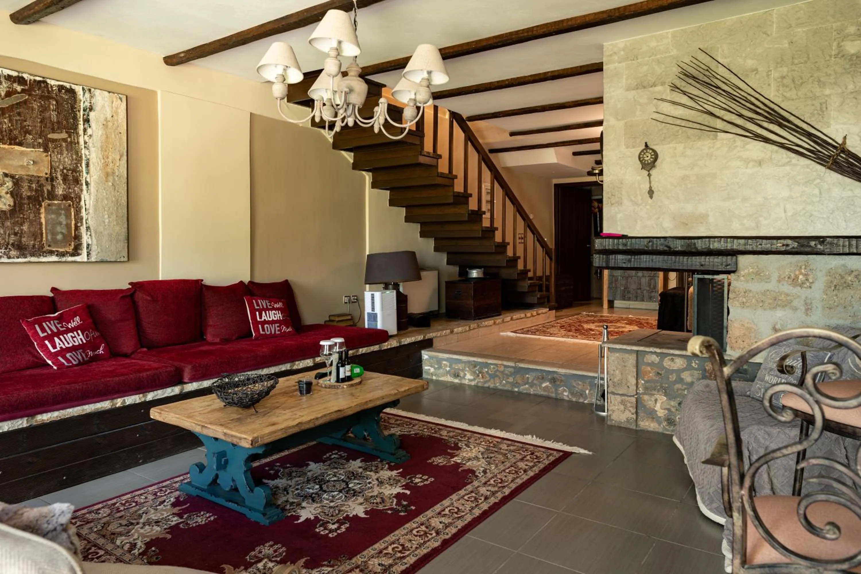 Living room in Vathyskia Guesthouse