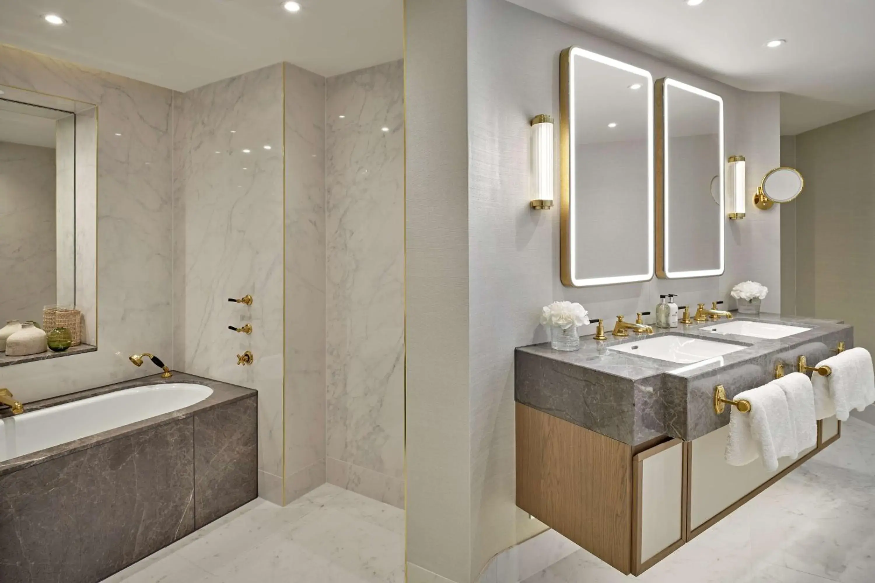 Bathroom, Bed in London Hilton on Park Lane Bathroom, Bed in London Hilton on Park Lane