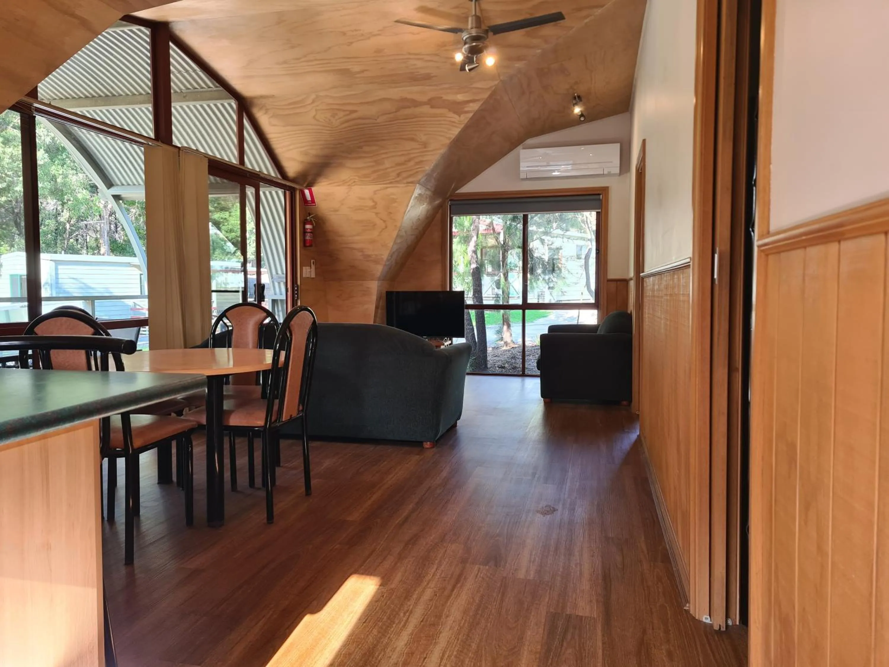 Living room in Mallacoota's Shady Gully Caravan Park