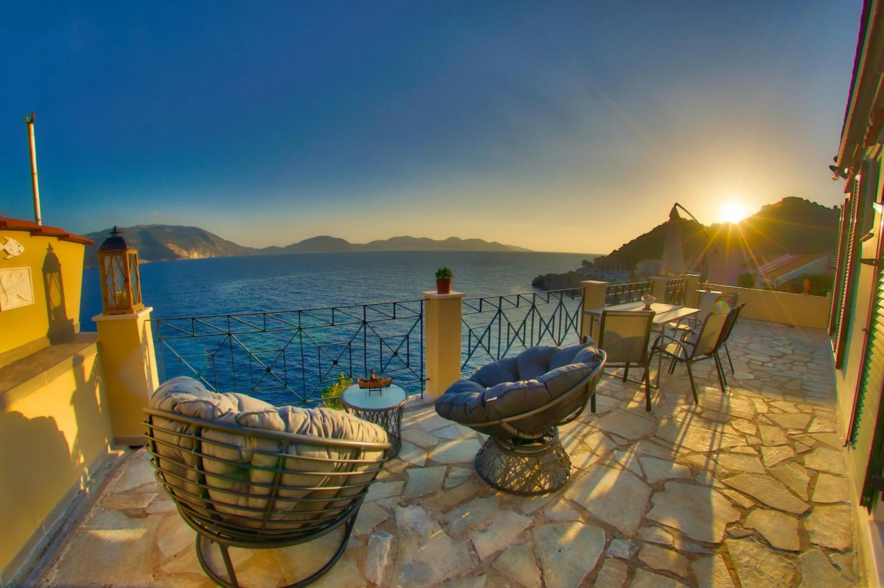 Balcony/Terrace in Villa Apoplous with pool