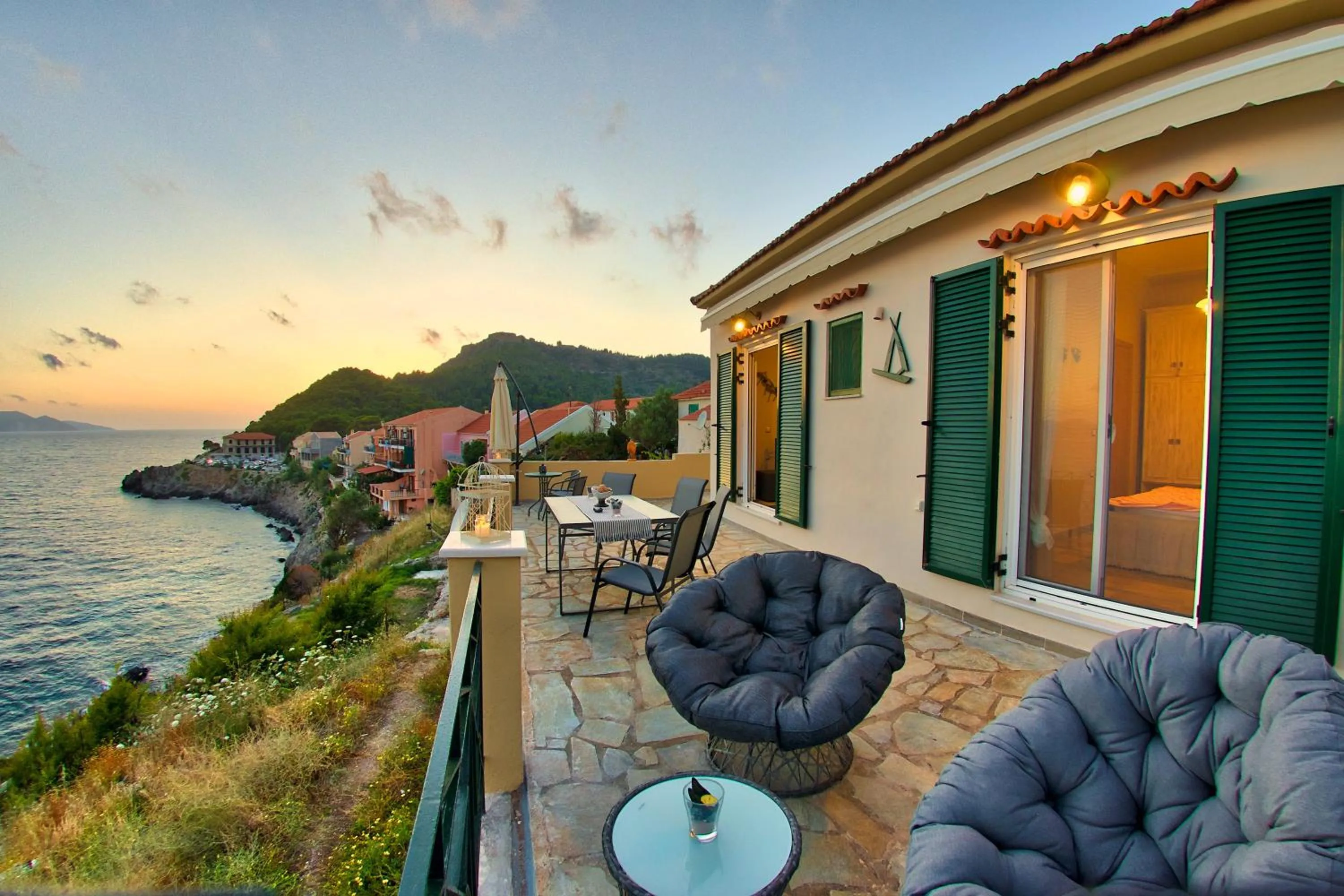 Balcony/Terrace in Villa Apoplous with pool