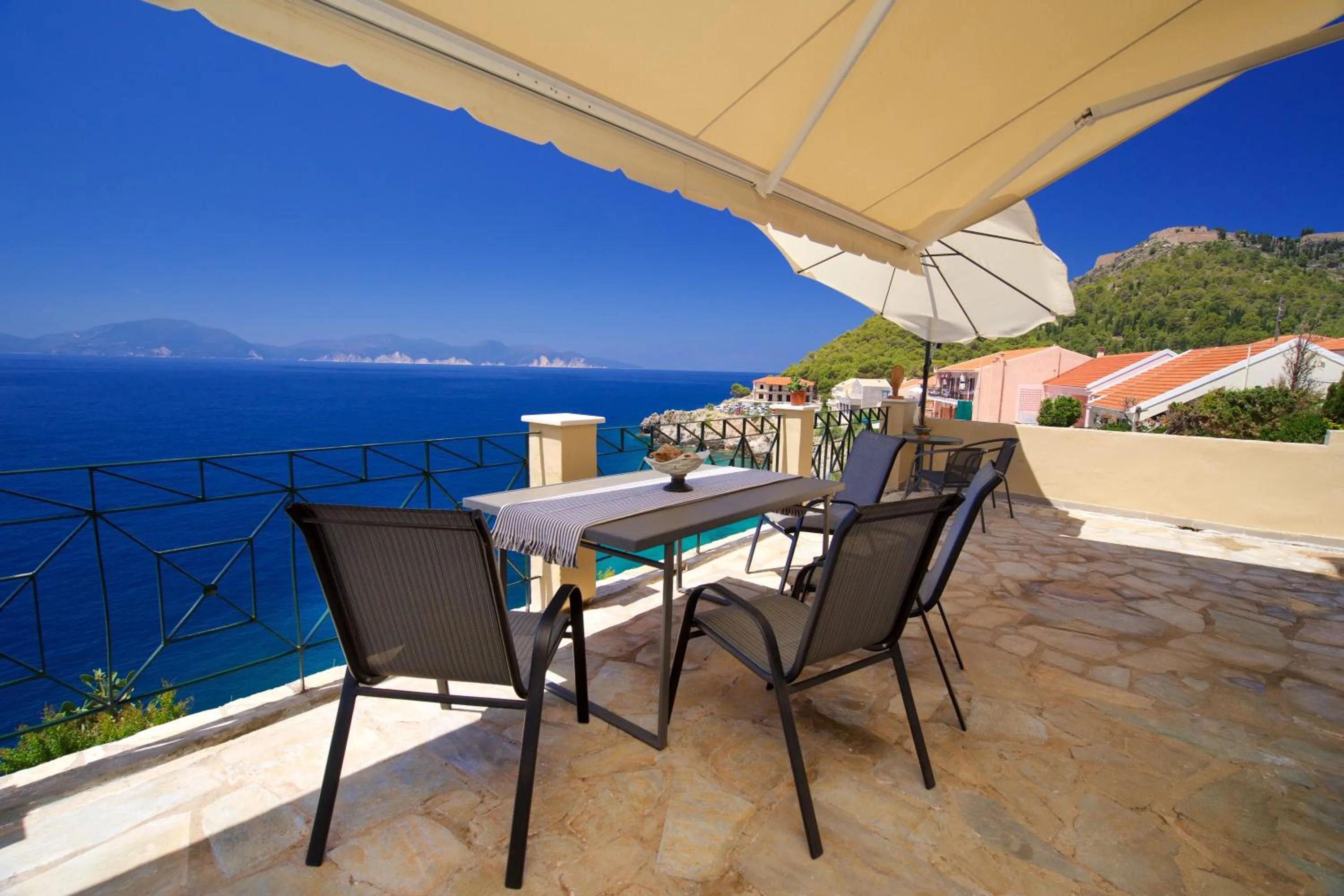 Balcony/Terrace in Villa Apoplous with pool