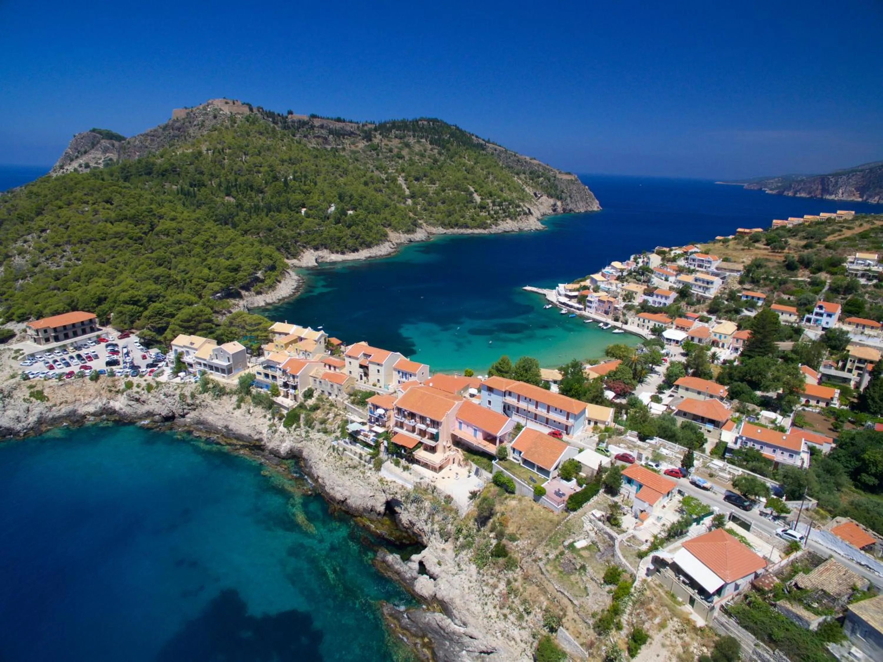 Bird's eye view in Villa Apoplous with pool