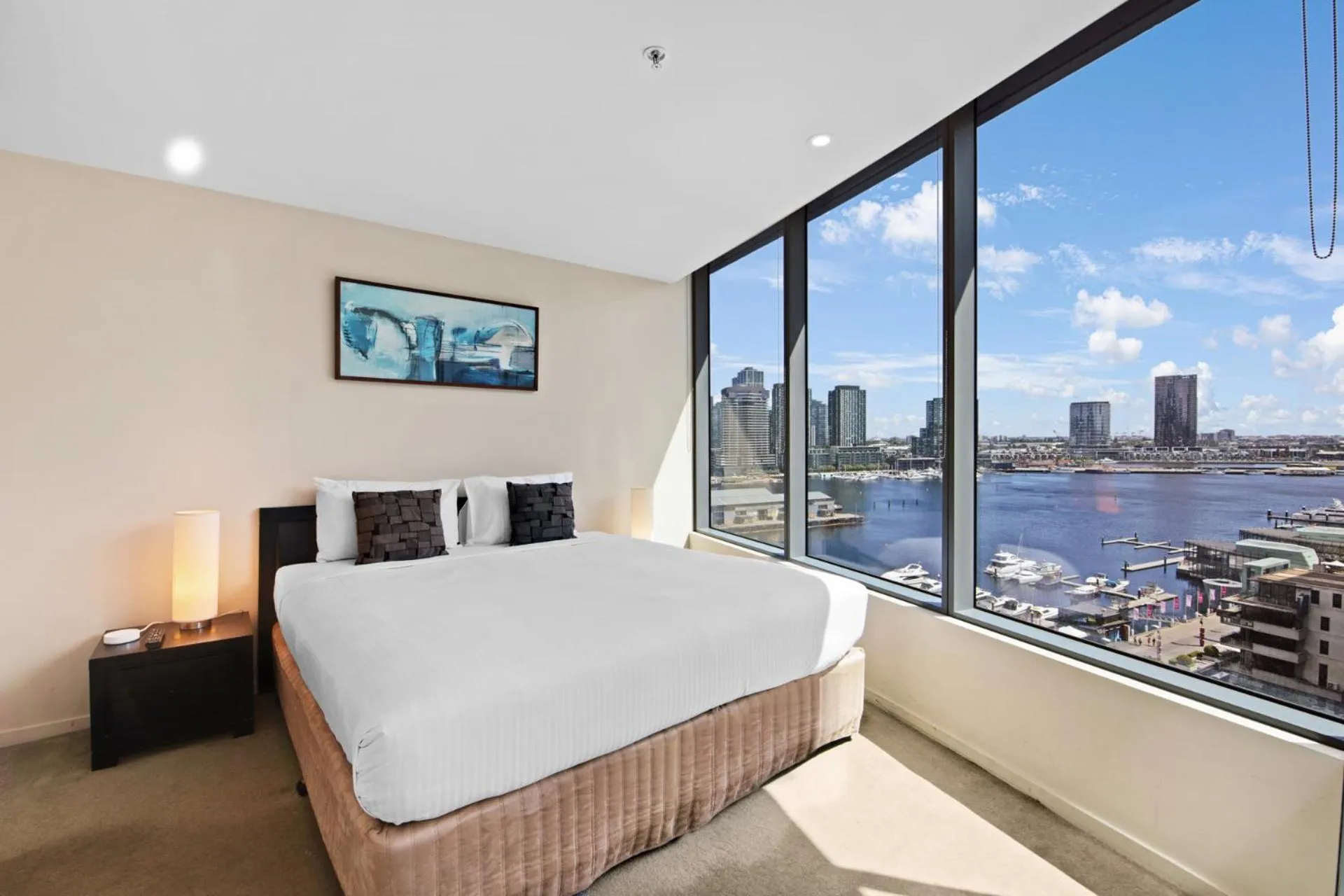 Bed in The Sebel Residences Melbourne Docklands Serviced Apartments