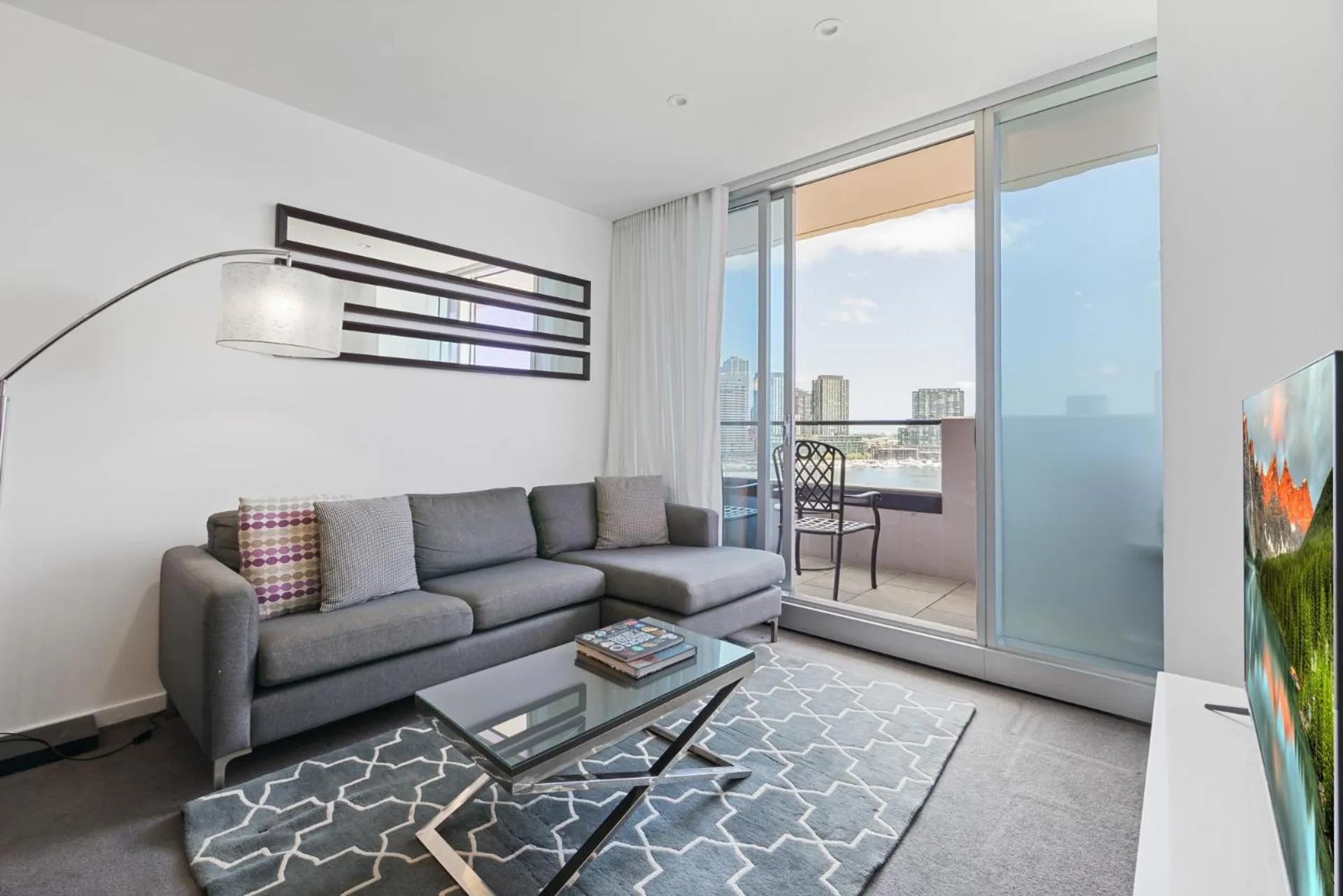 Living room in The Sebel Residences Melbourne Docklands Serviced Apartments