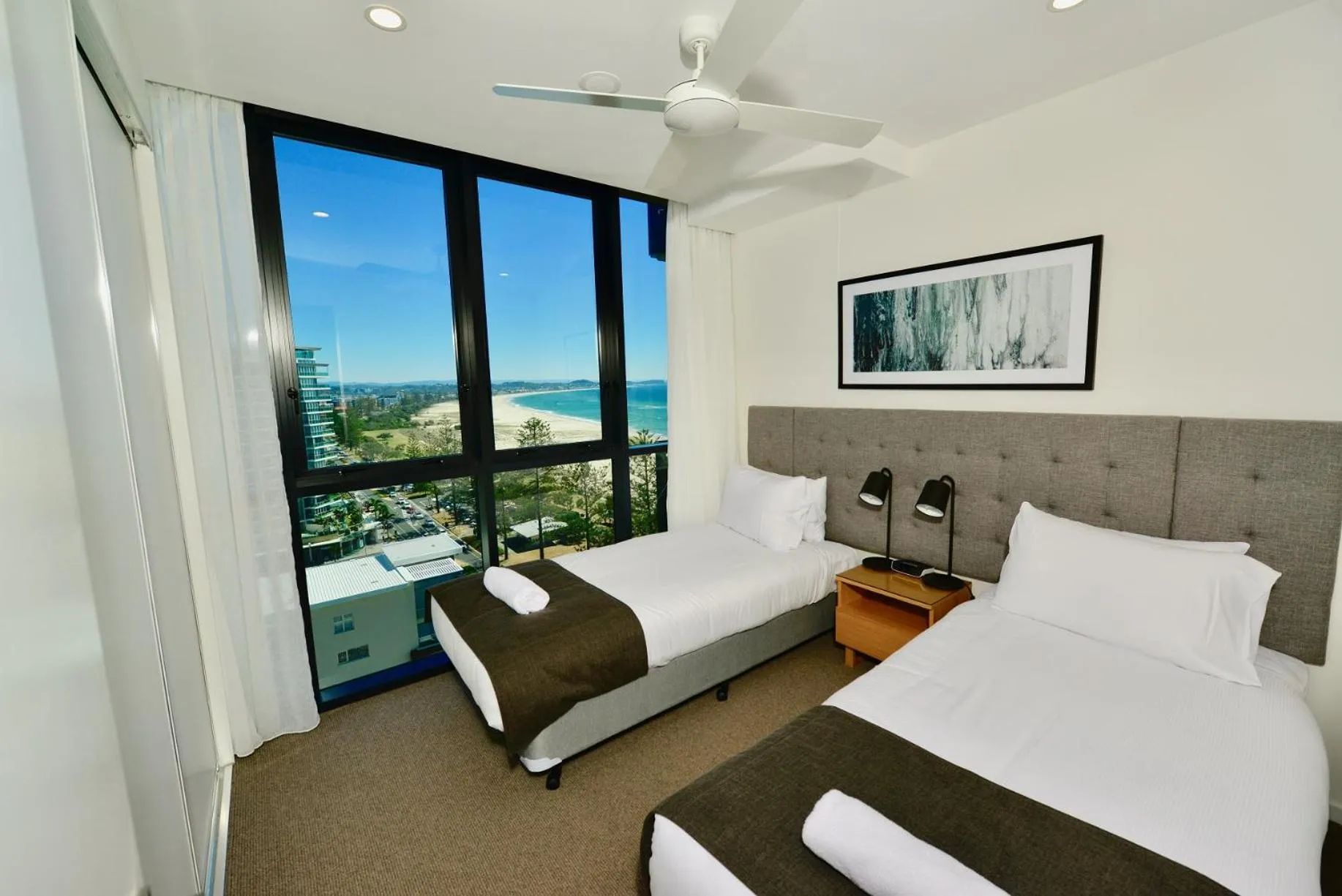 Bed in Iconic Kirra Beach Resort