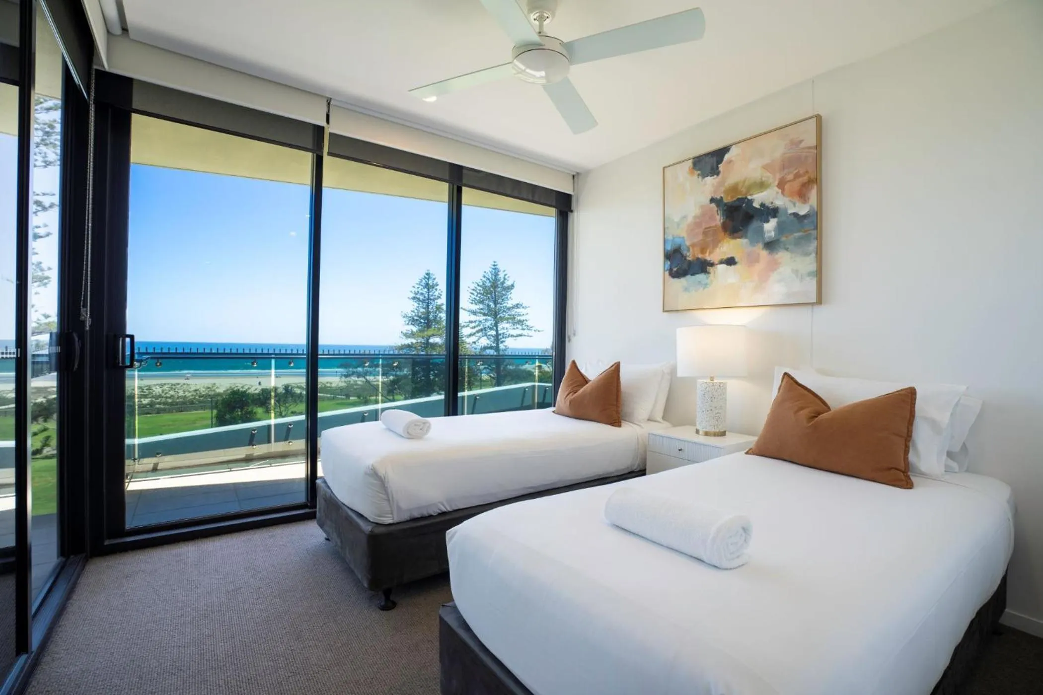 Bed in Iconic Kirra Beach Resort