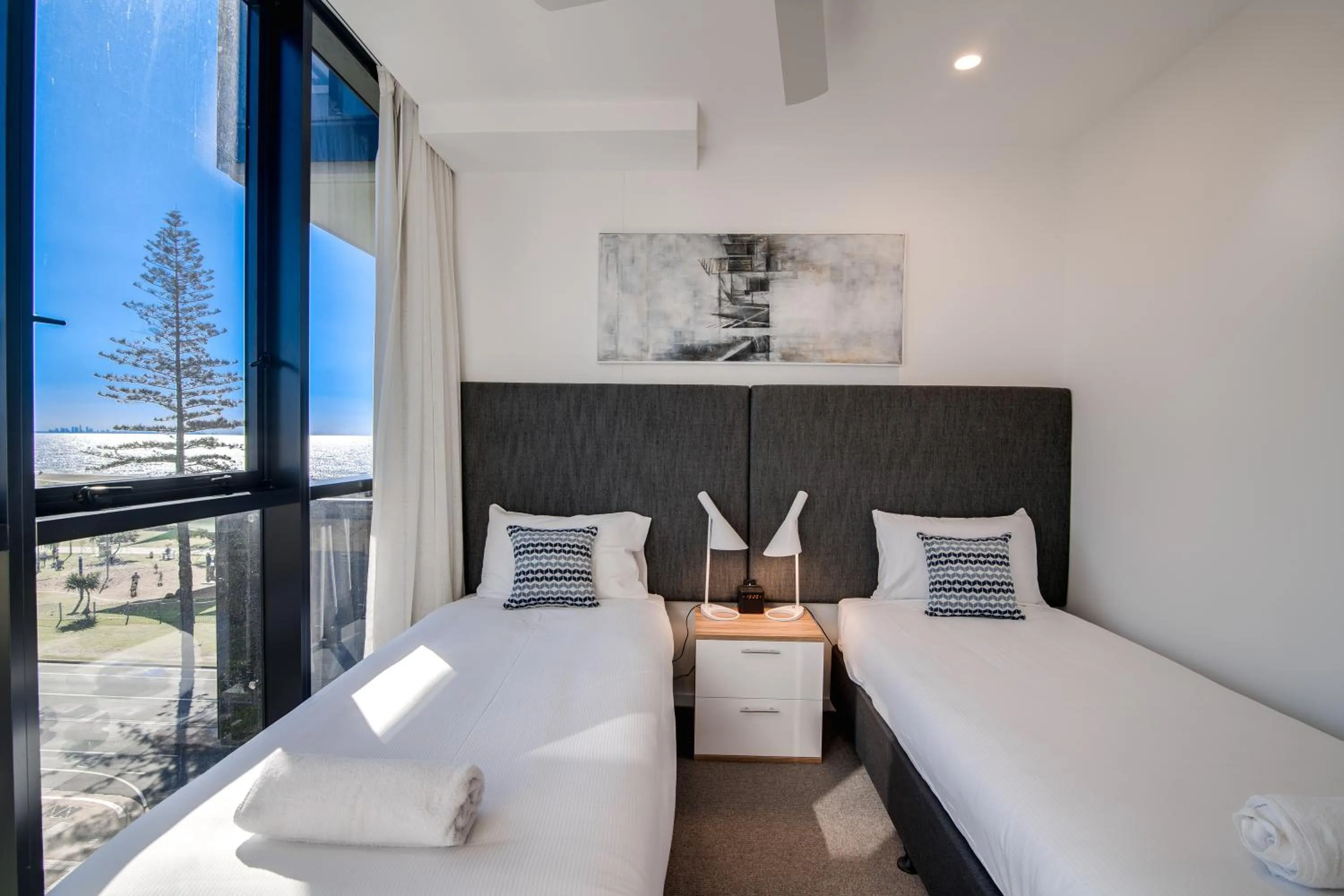 Bed in Iconic Kirra Beach Resort