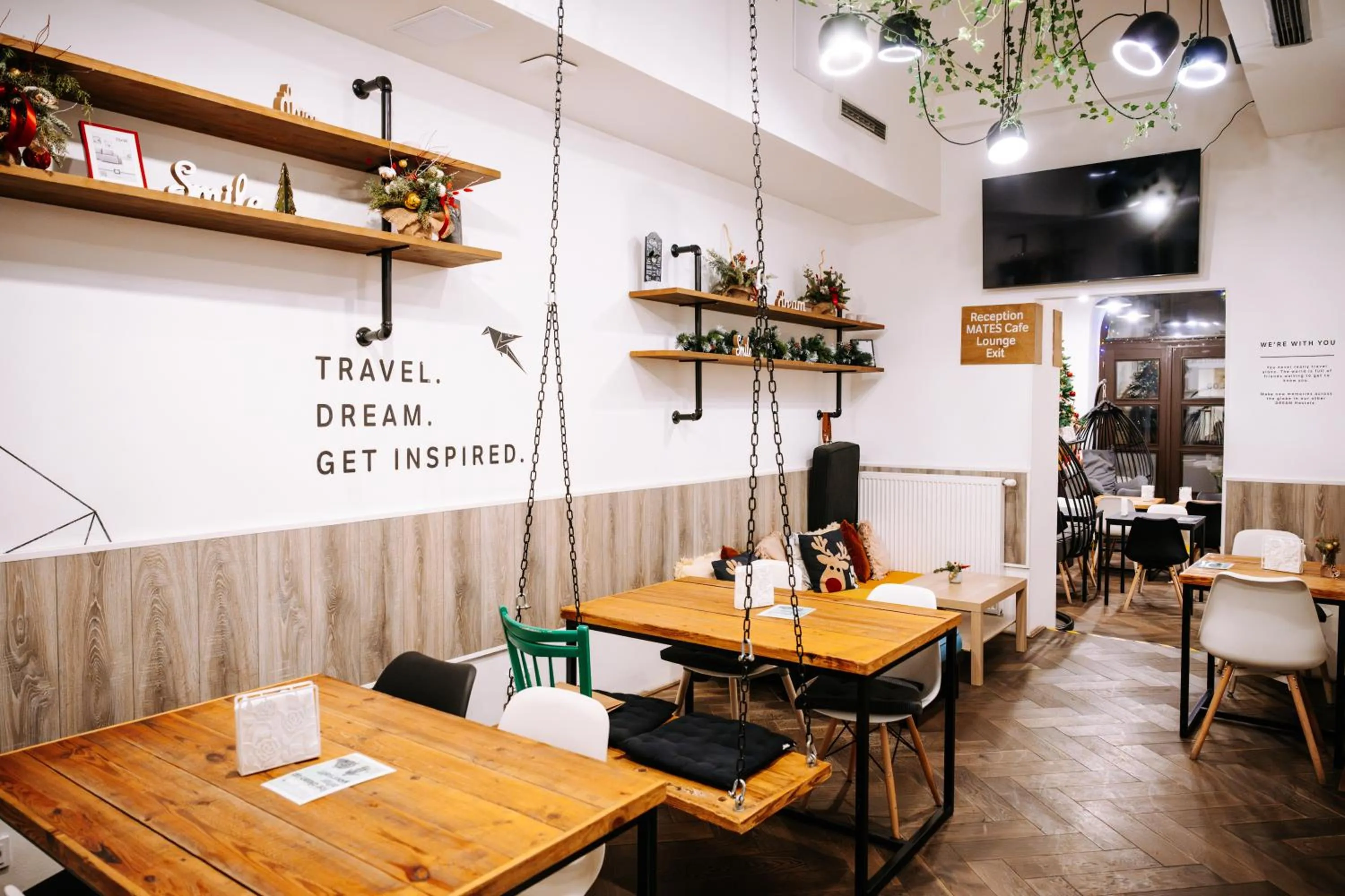 Communal lounge/ TV room in Prague Dream Hostel