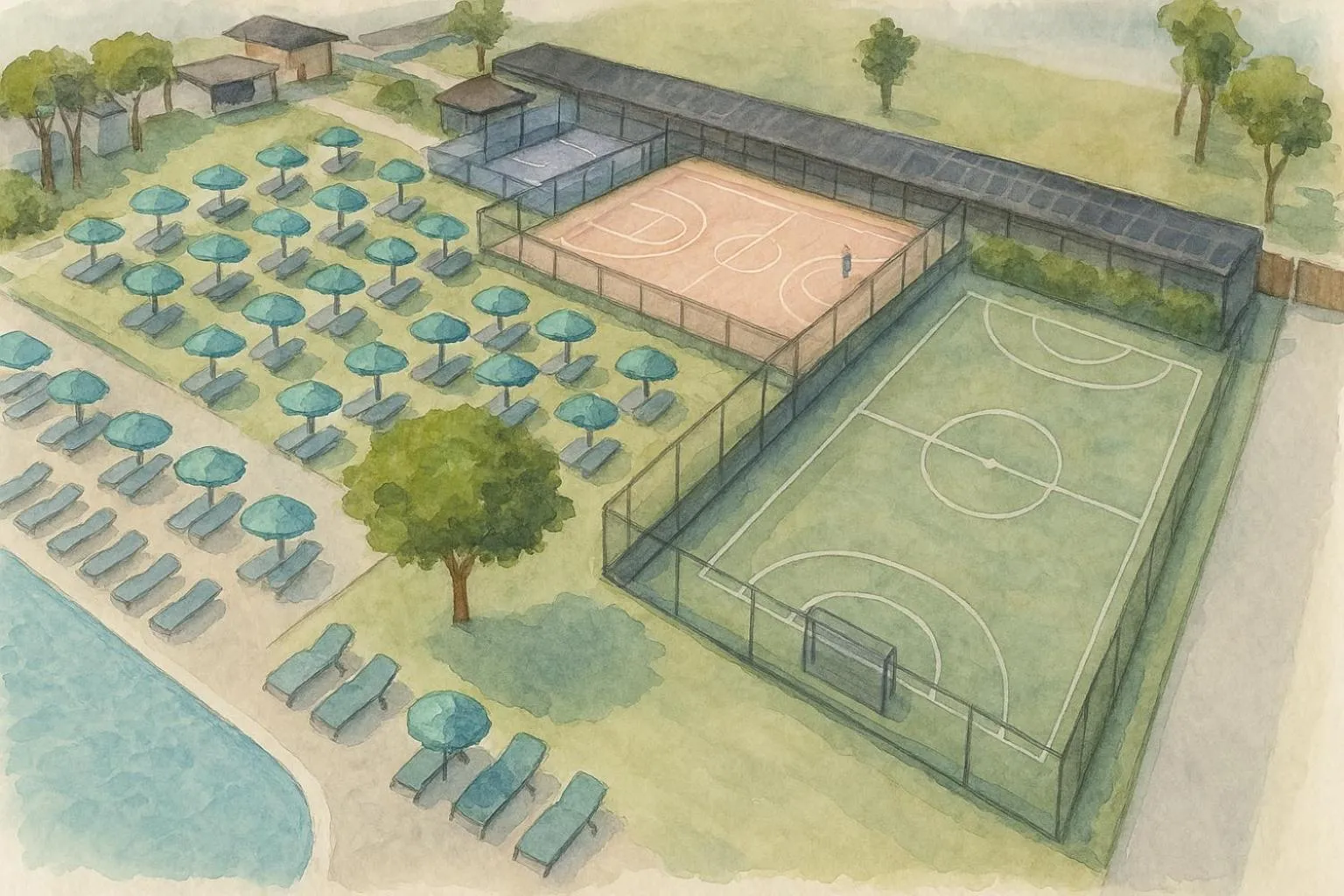 Tennis court in Badiaccia Village Camping