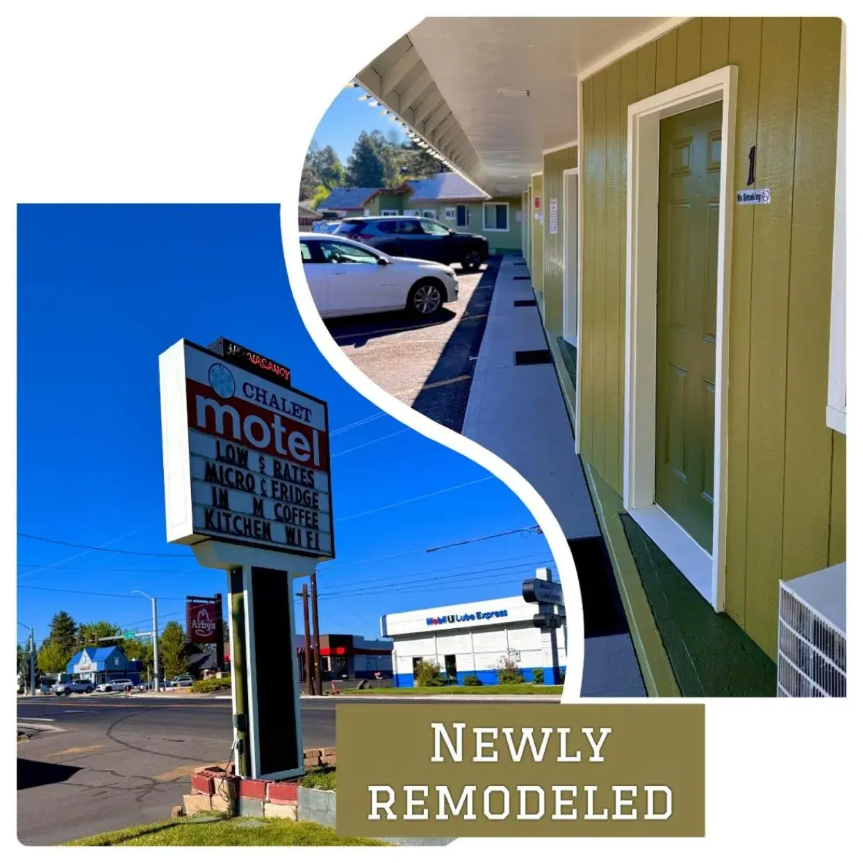 Property building in Chalet Motel - Affordable Stay in Central Bend Property building in Chalet Motel - Affordable Stay in Central Bend