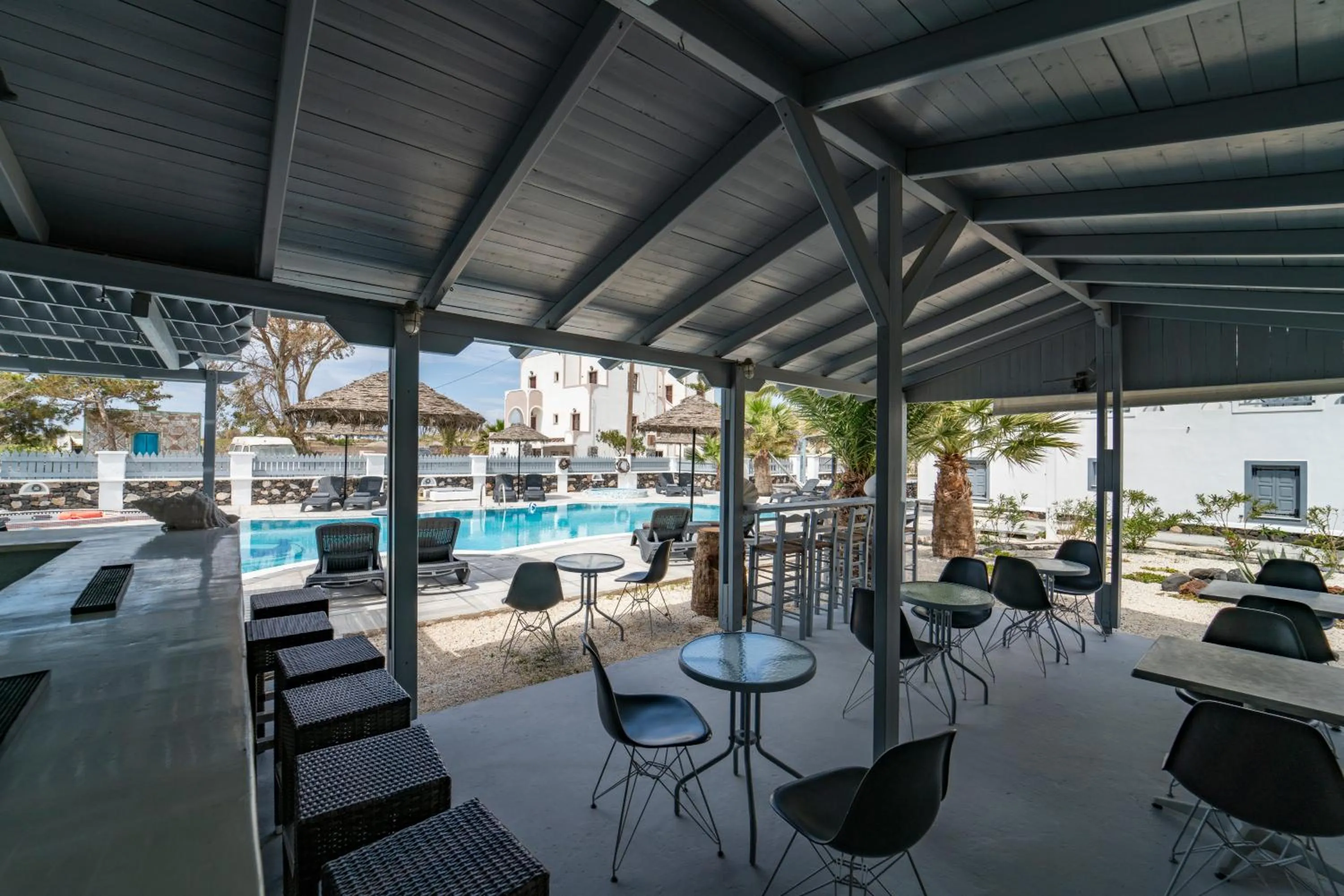 Pool view in Black Coast Santorini