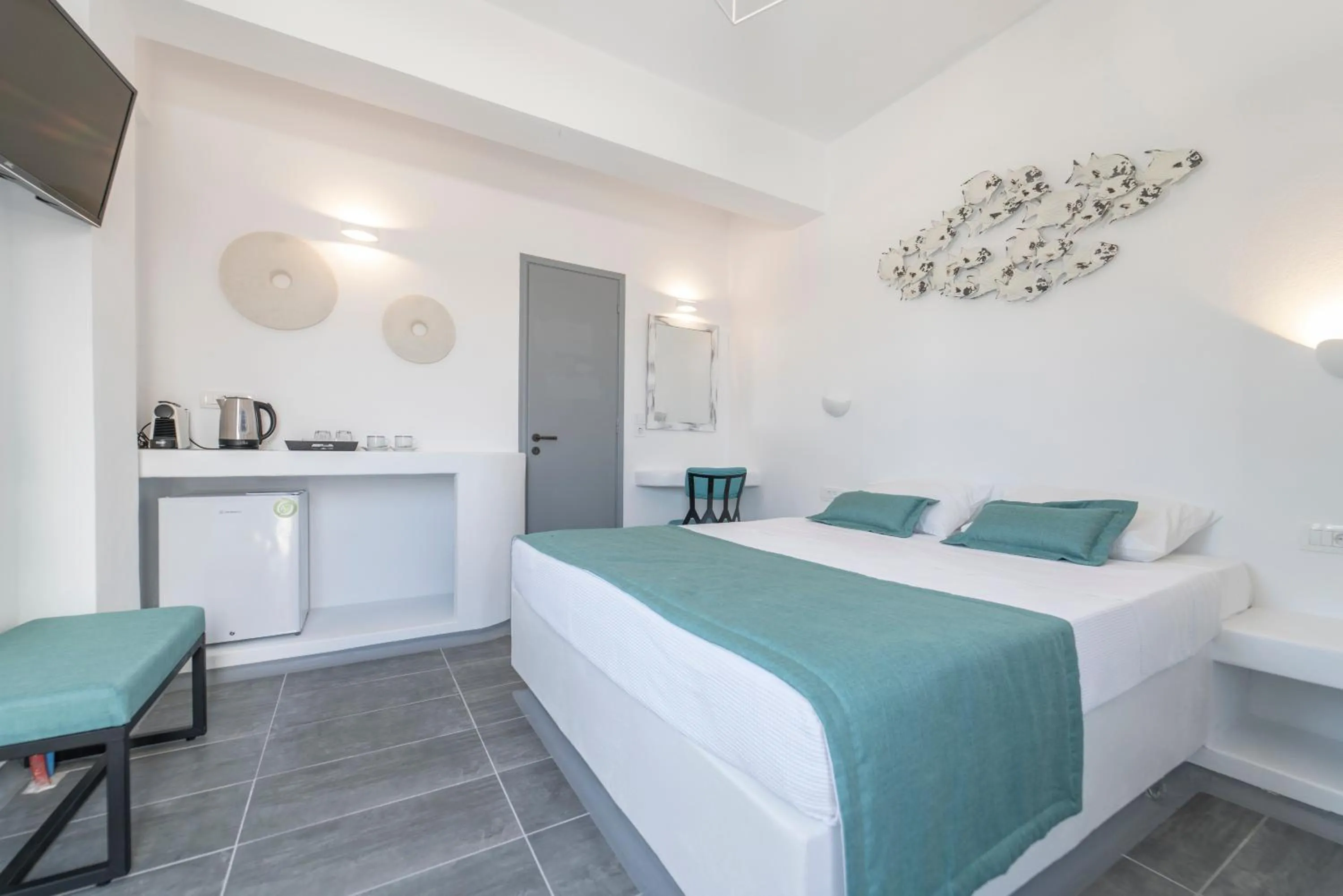 Bed in Black Coast Santorini