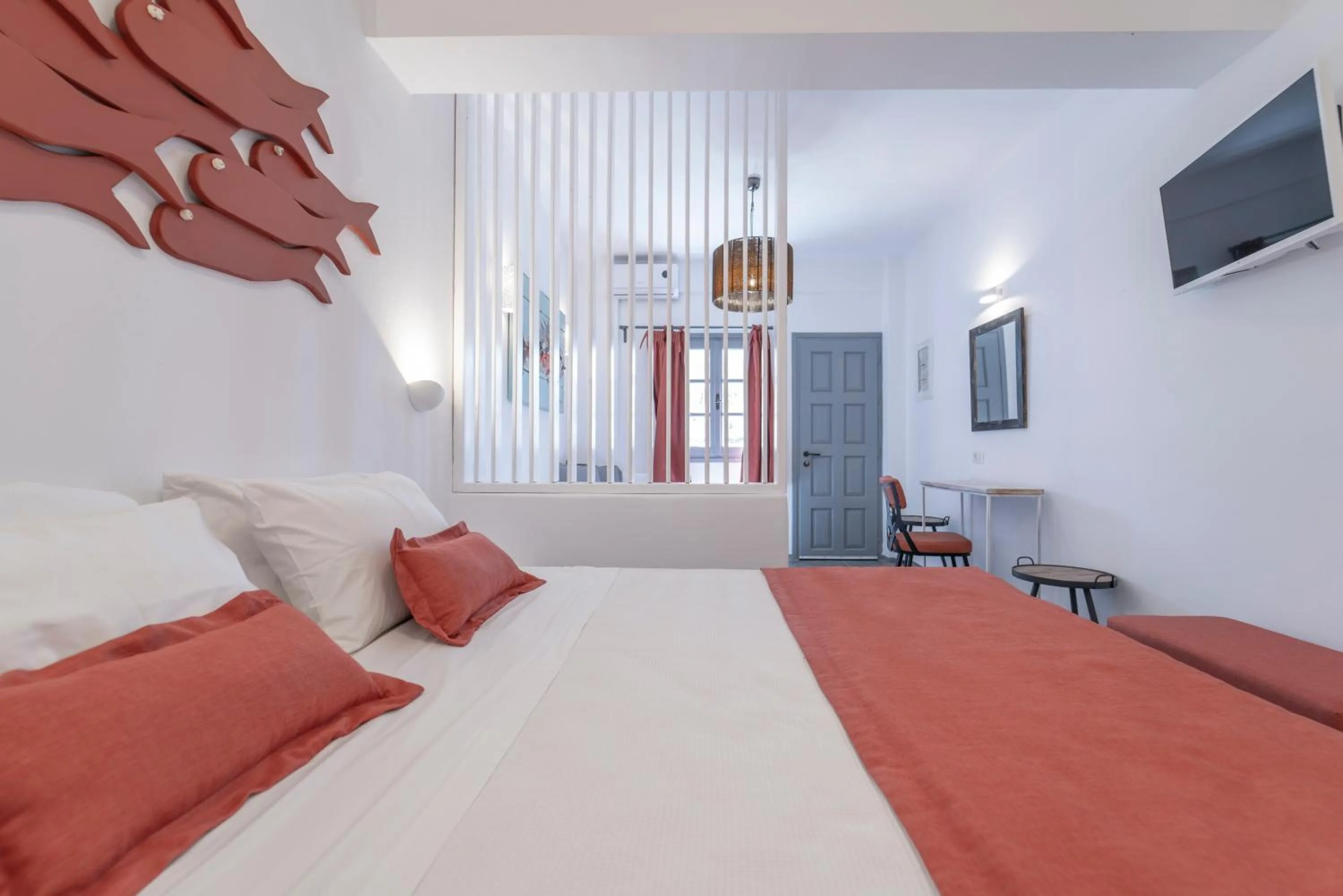 Bed in Black Coast Santorini