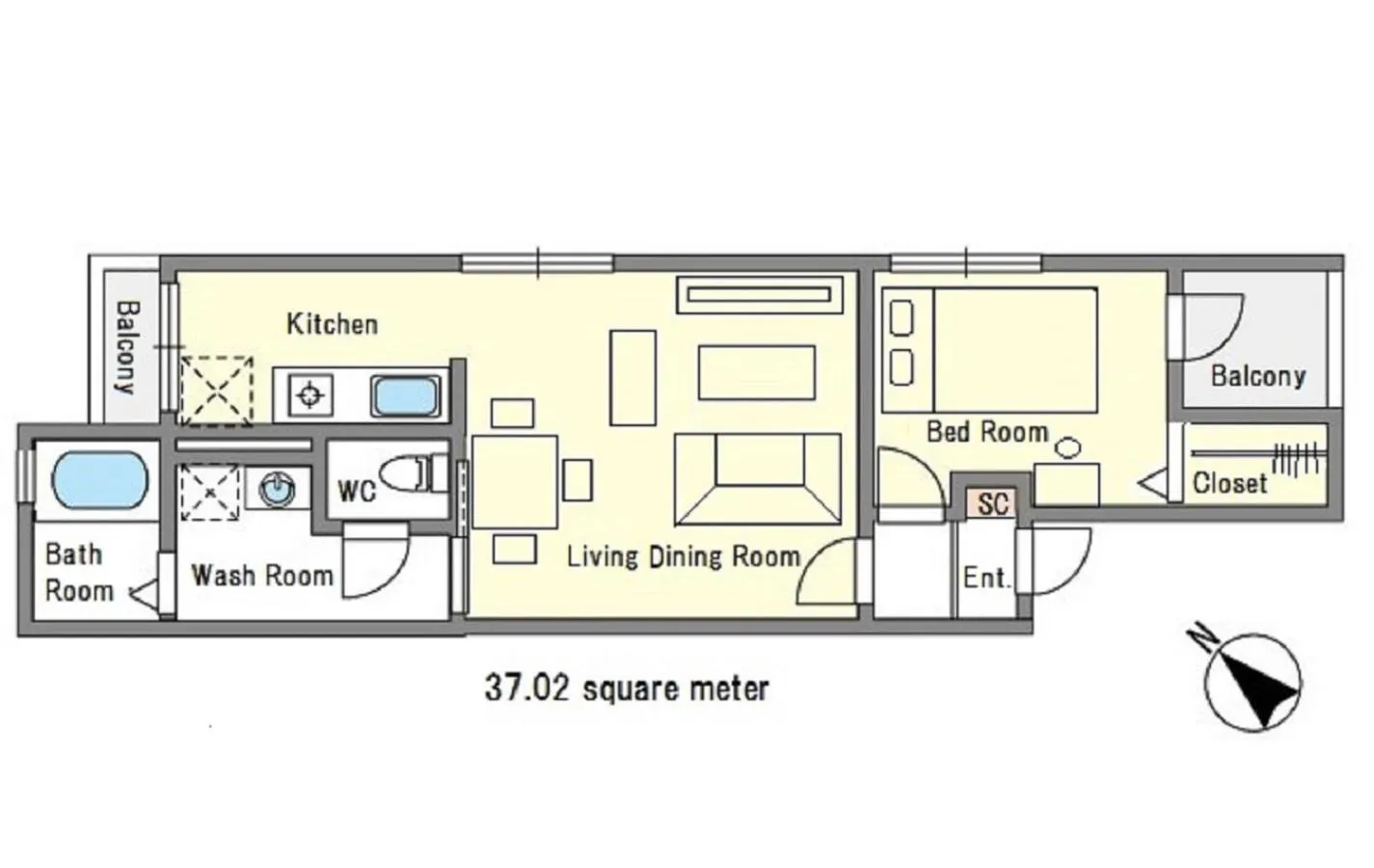 Photo of the whole room in Forest Terrace Tenjinminami