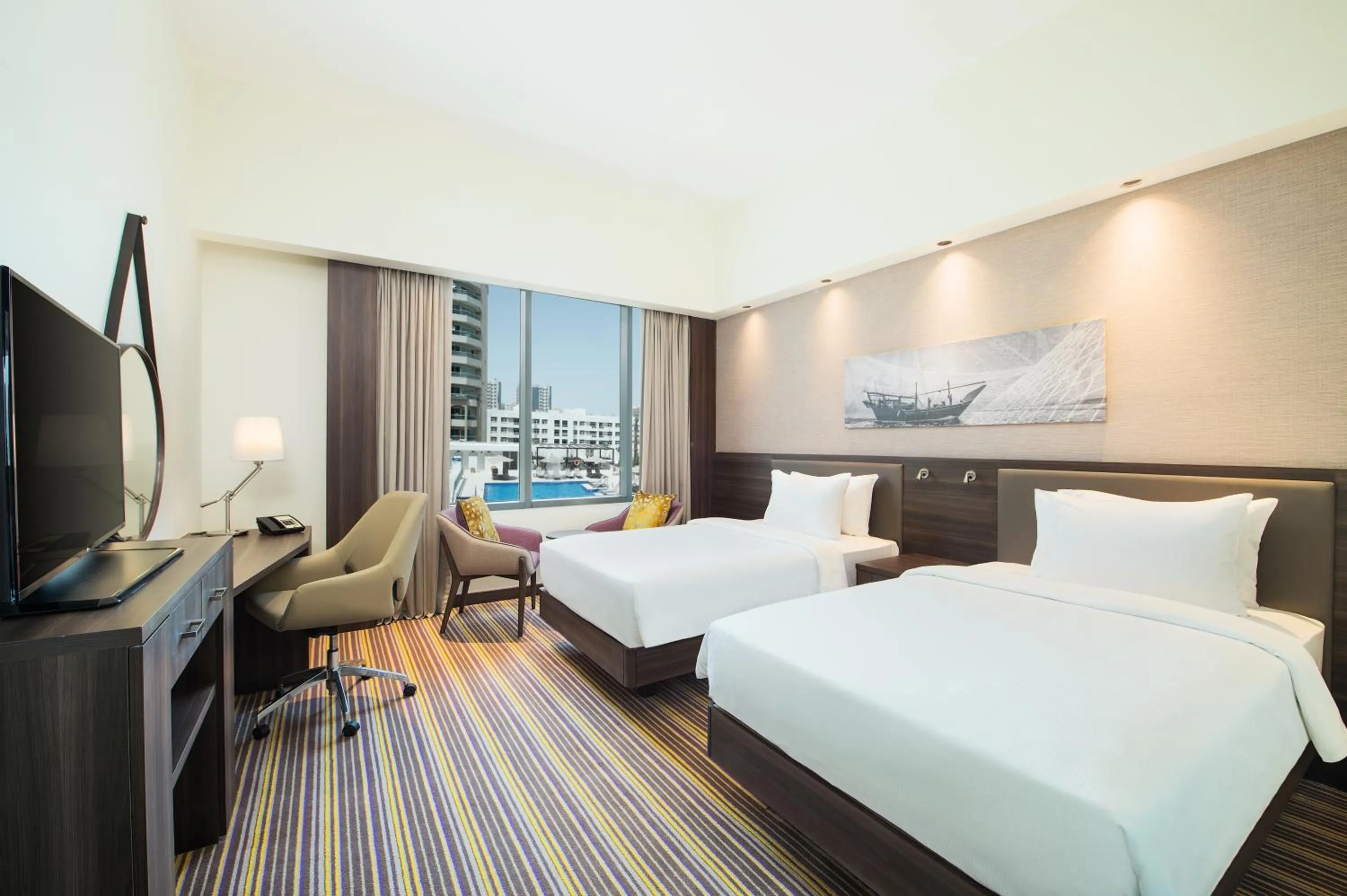 Property building, Bed in Hampton By Hilton Dubai Airport