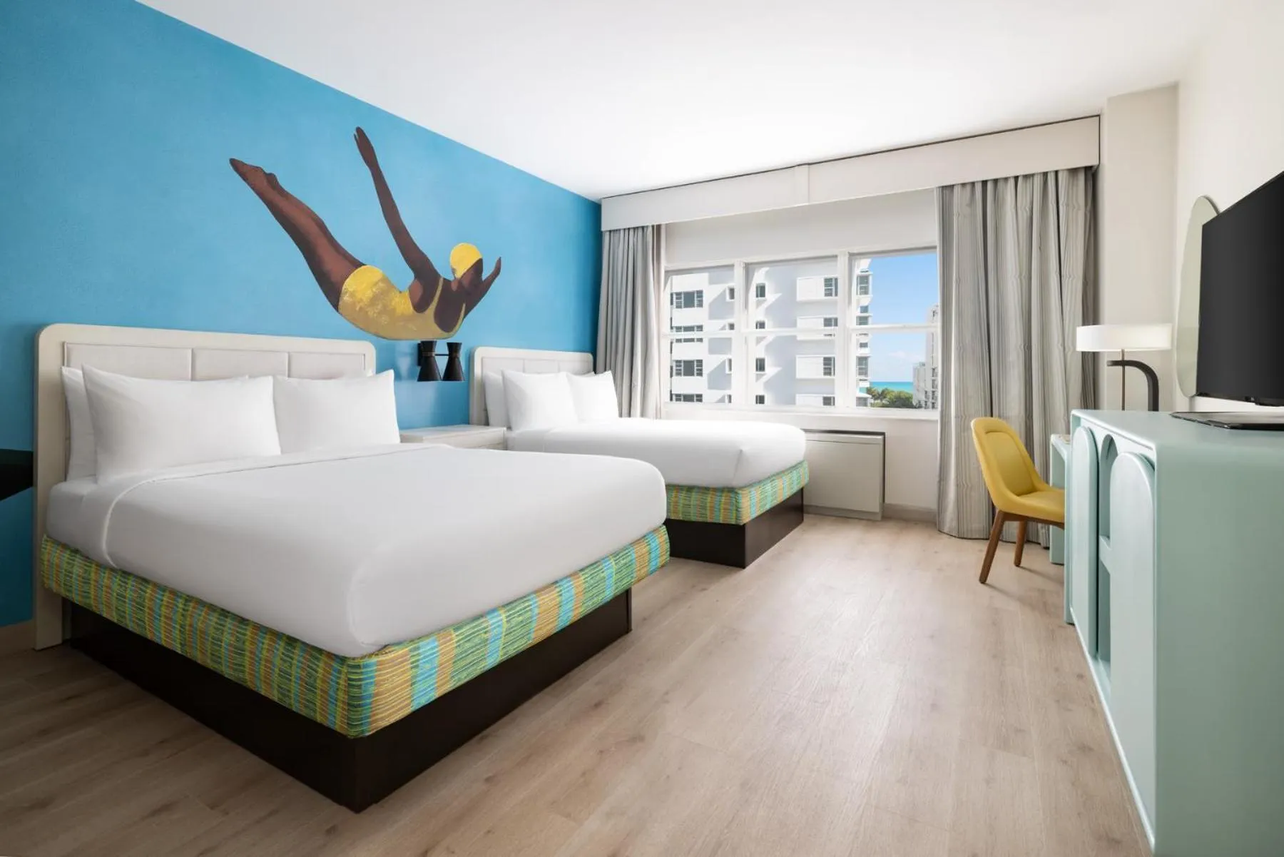 View (from property/room), Bed in Hotel Continental Miami Beach, Tapestry Collection by Hilton