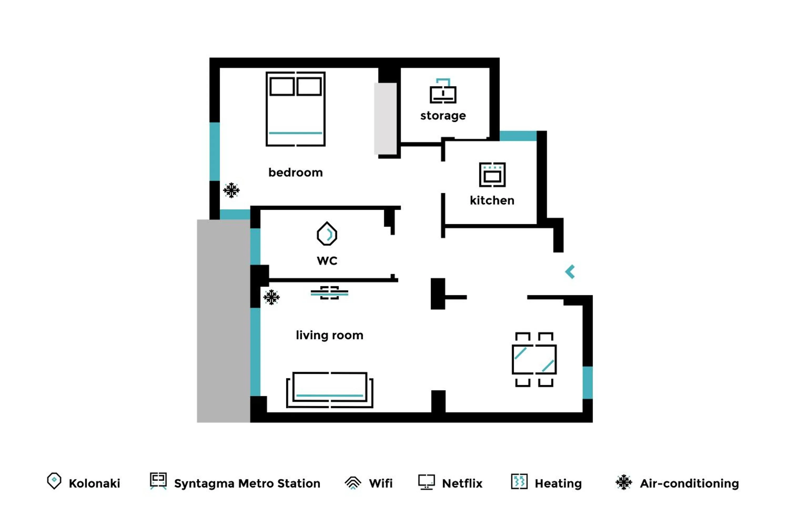 Floor plan in Classy & Charming 1BD Apartment in Kolonaki by UPSTREET