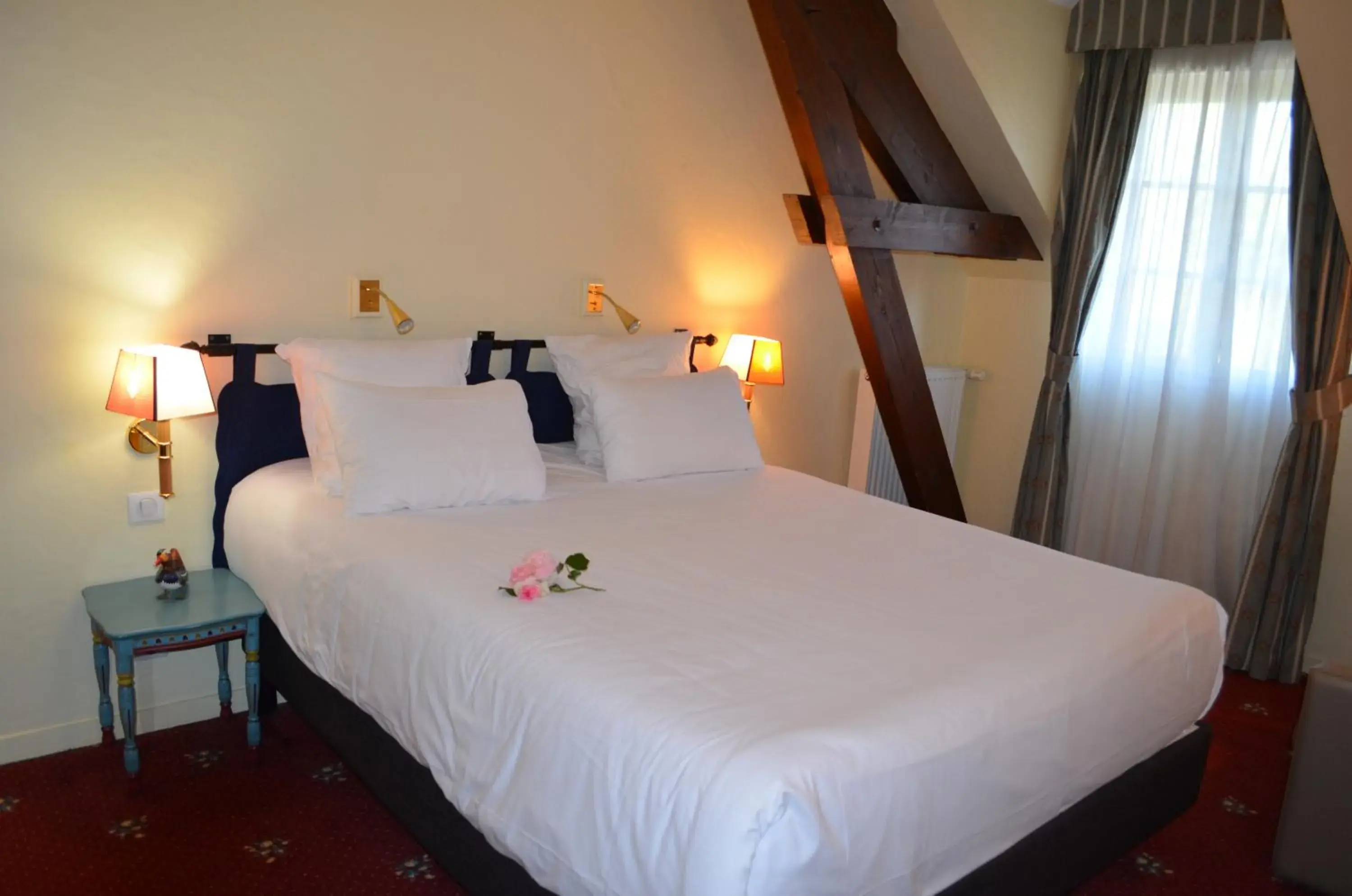 Bedroom, Bed in Logis Hôtel Auberge du Cheval Blanc Bedroom, Bed in Logis Hôtel Auberge du Cheval Blanc