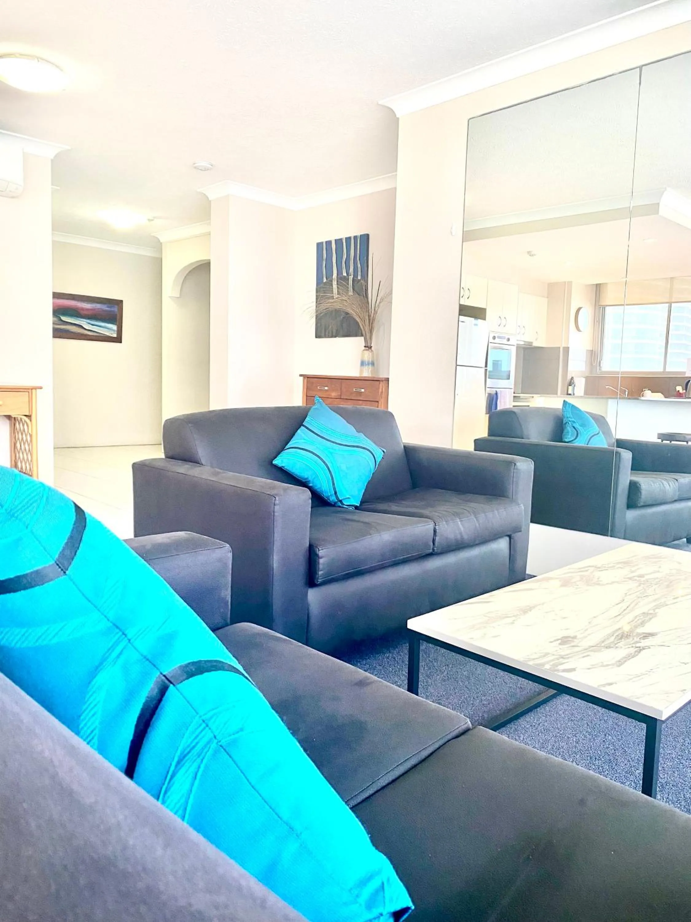 Living room in One The Esplanade Apartments on Surfers Paradise