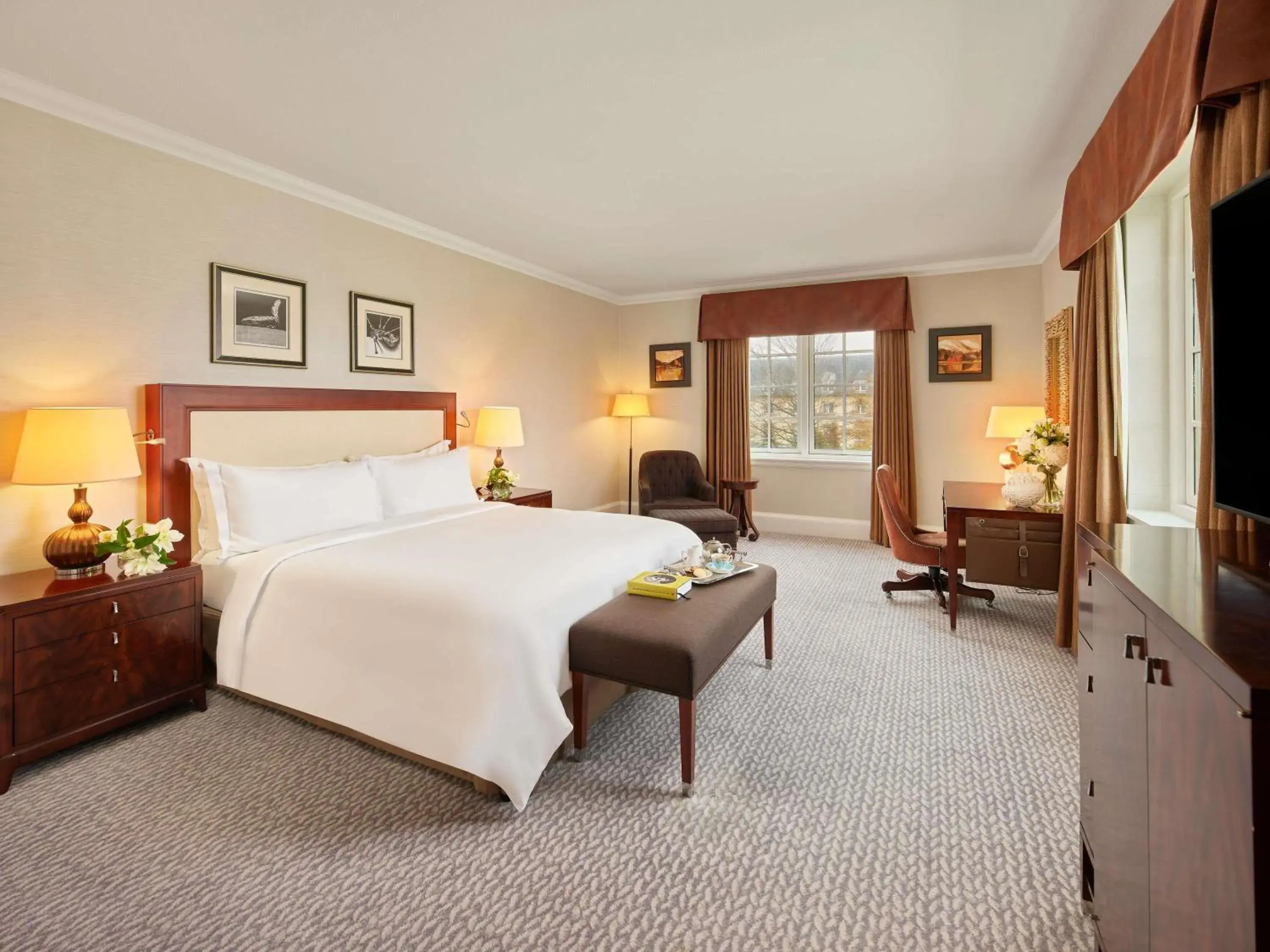 Bedroom, Bed in Fairmont St Andrews, Scotland Bedroom, Bed in Fairmont St Andrews, Scotland