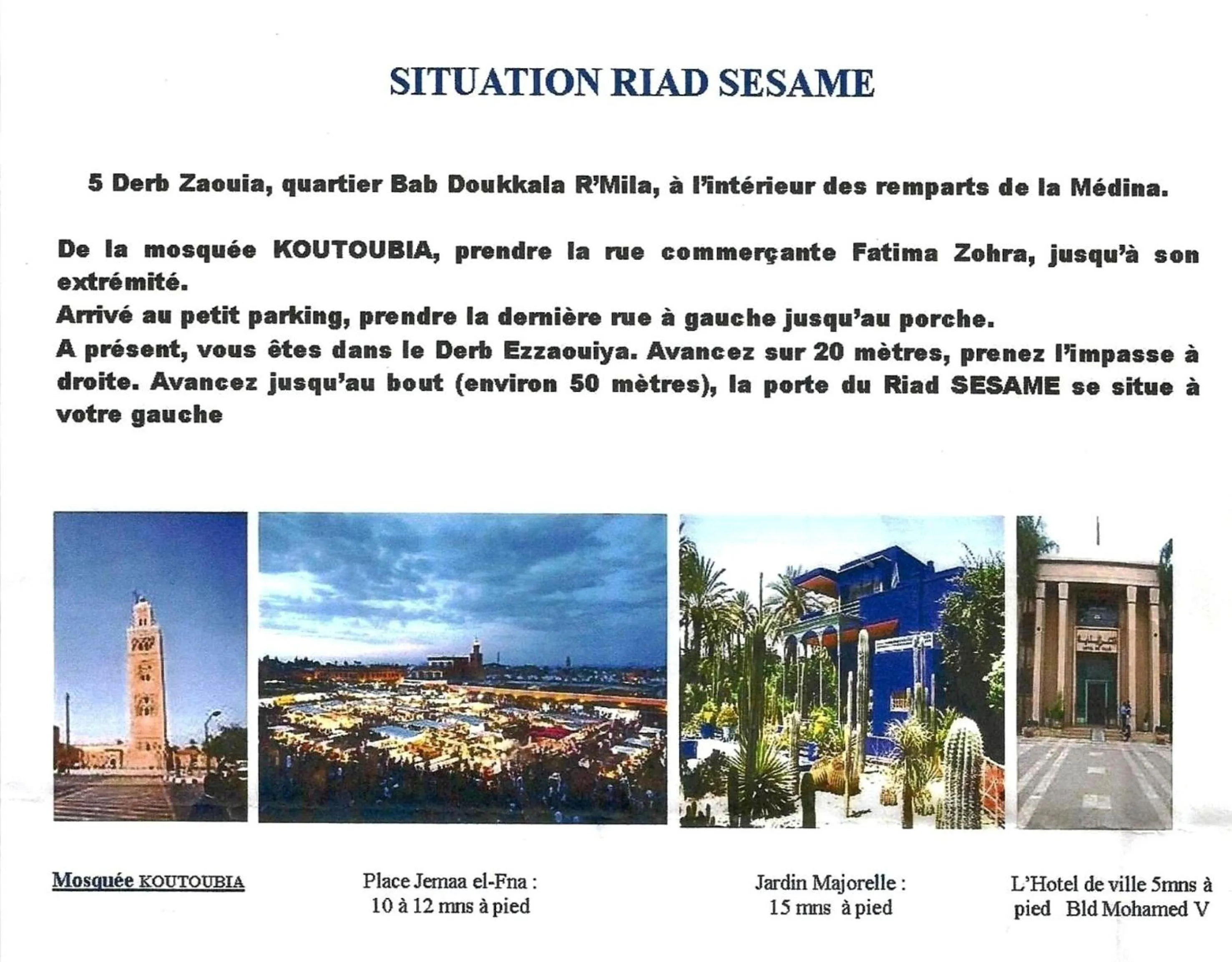 Area and facilities in Riad Sesame