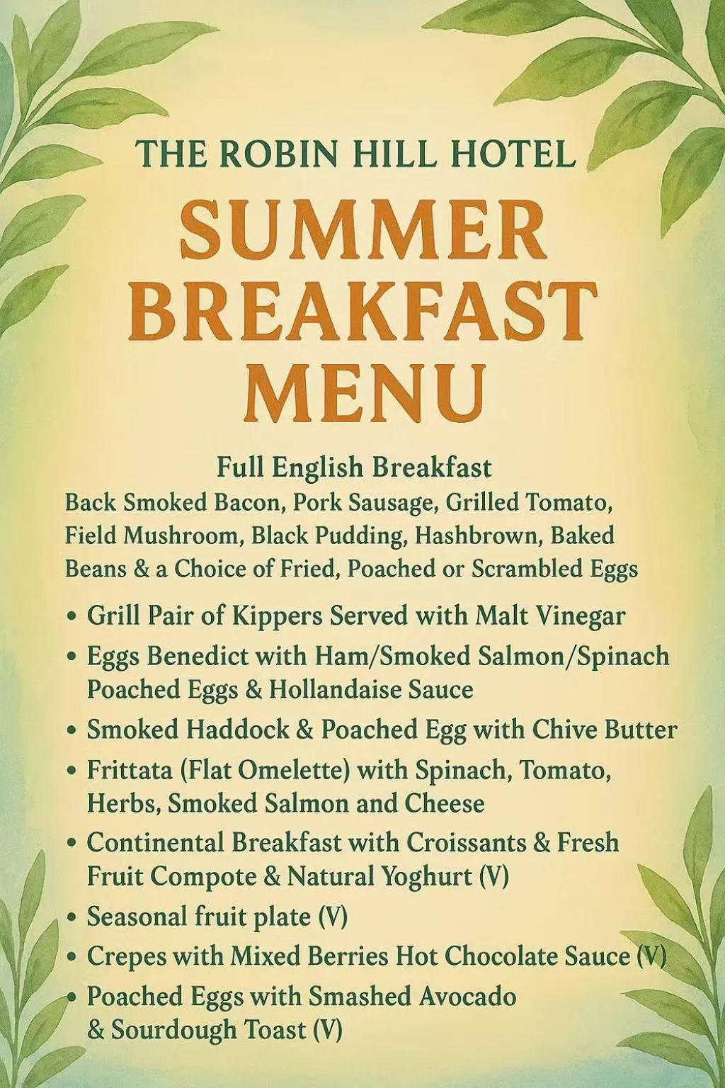 Breakfast in The Robin Hill