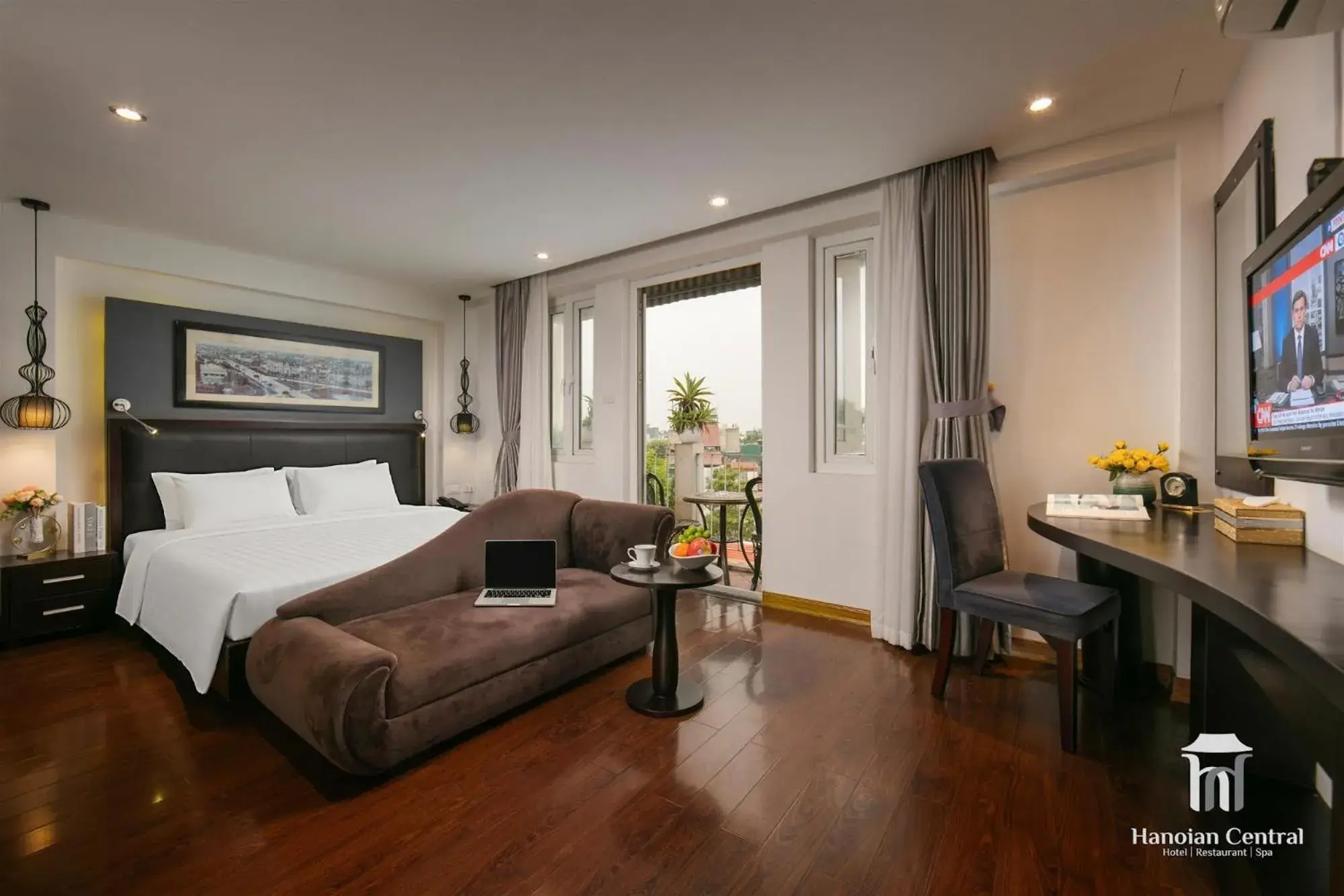 Balcony/Terrace, Bed in Hanoian Central Hotel & Spa Balcony/Terrace, Bed in Hanoian Central Hotel & Spa