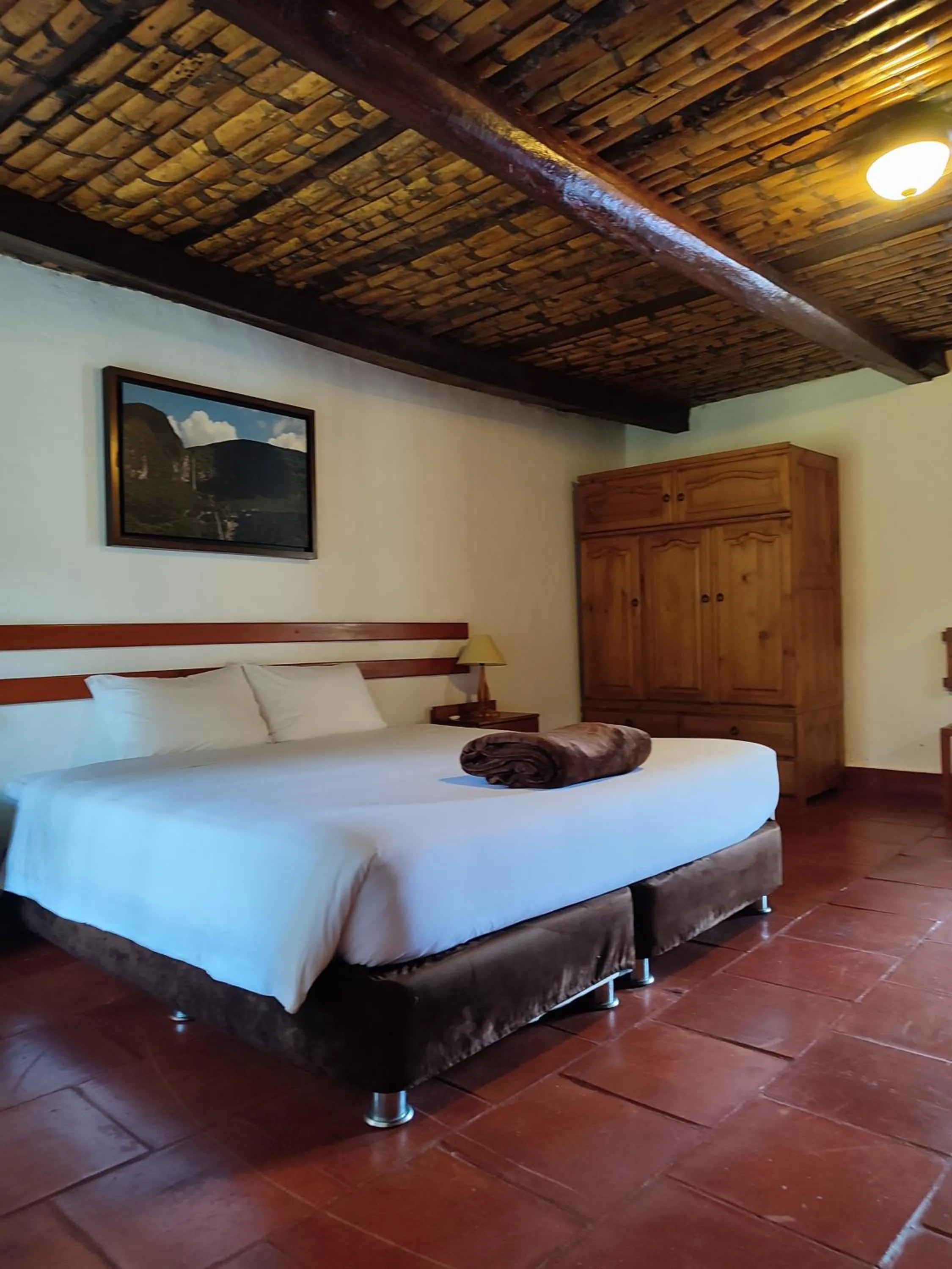 Bed in Hotel Fundo Achamaqui