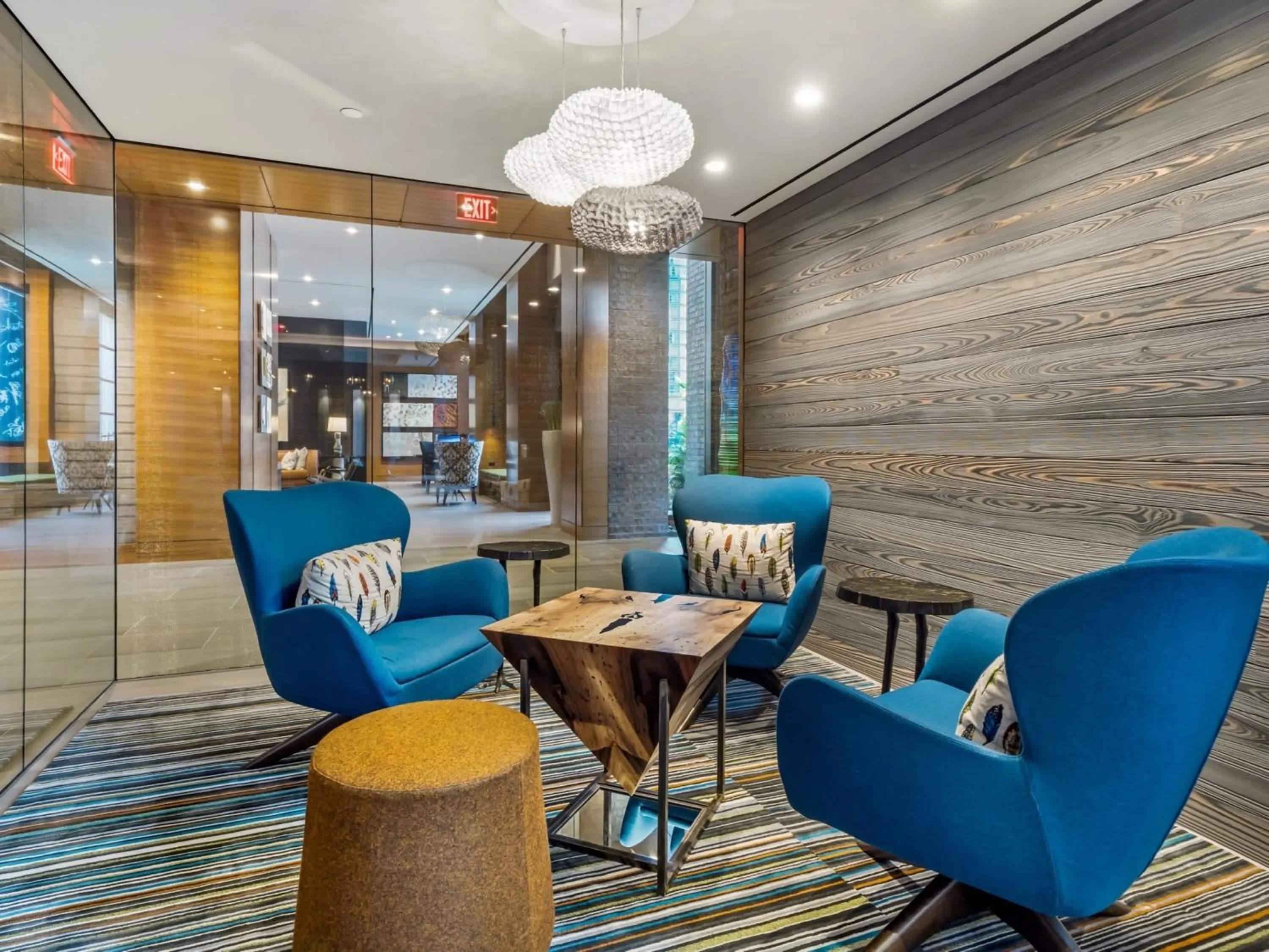 Seating area in Global Luxury Suites at Reston Town Center
