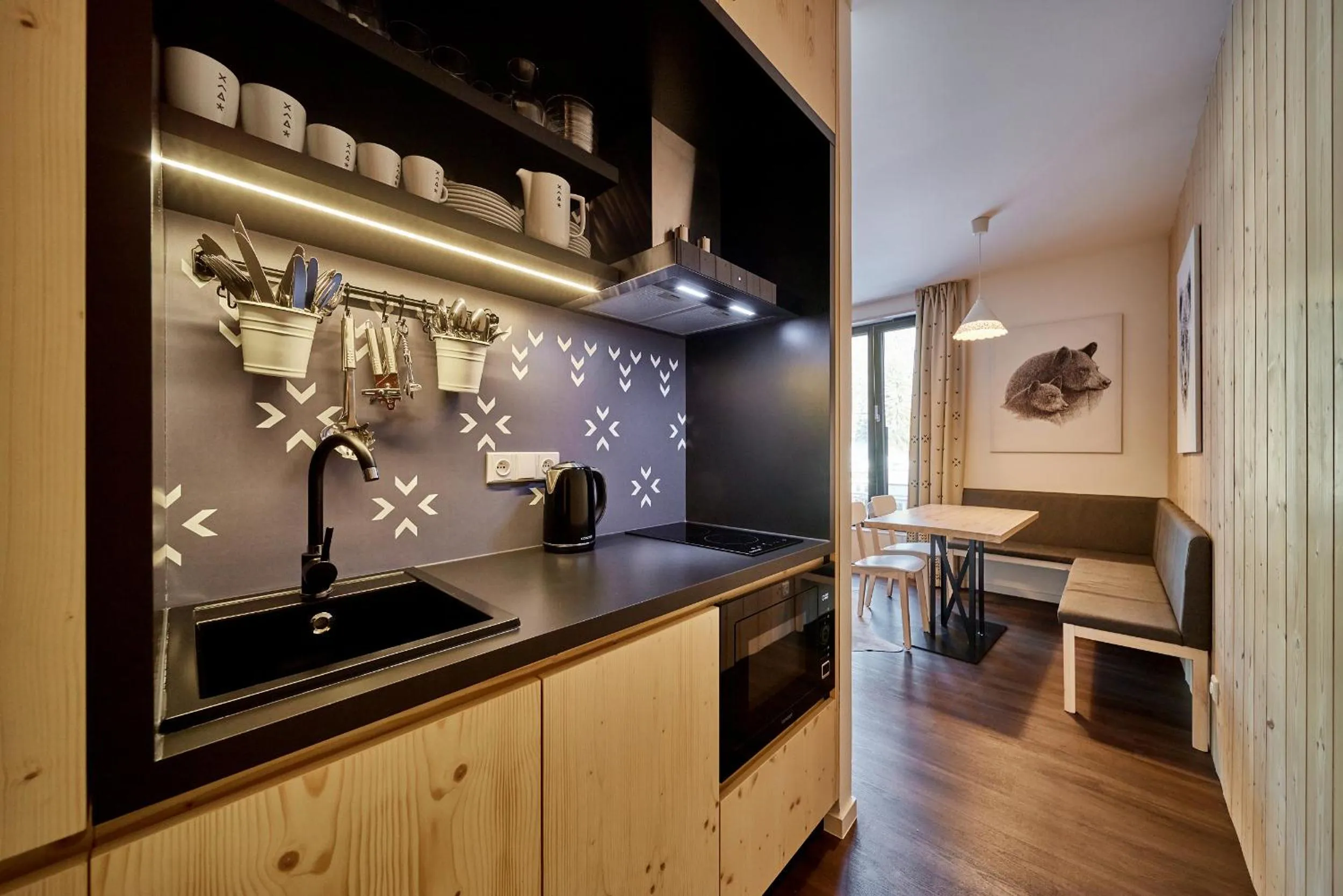 Kitchen or kitchenette in Aparthotel Svatý Vavřinec