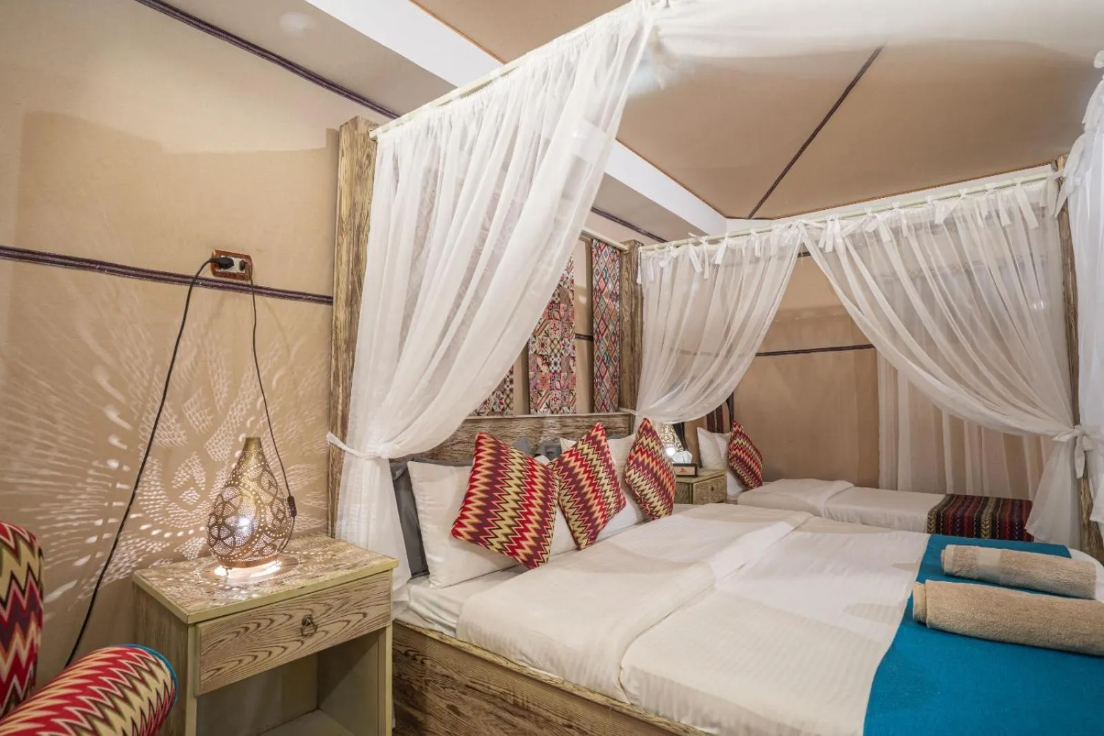 Bed in Rahayeb Desert Camp