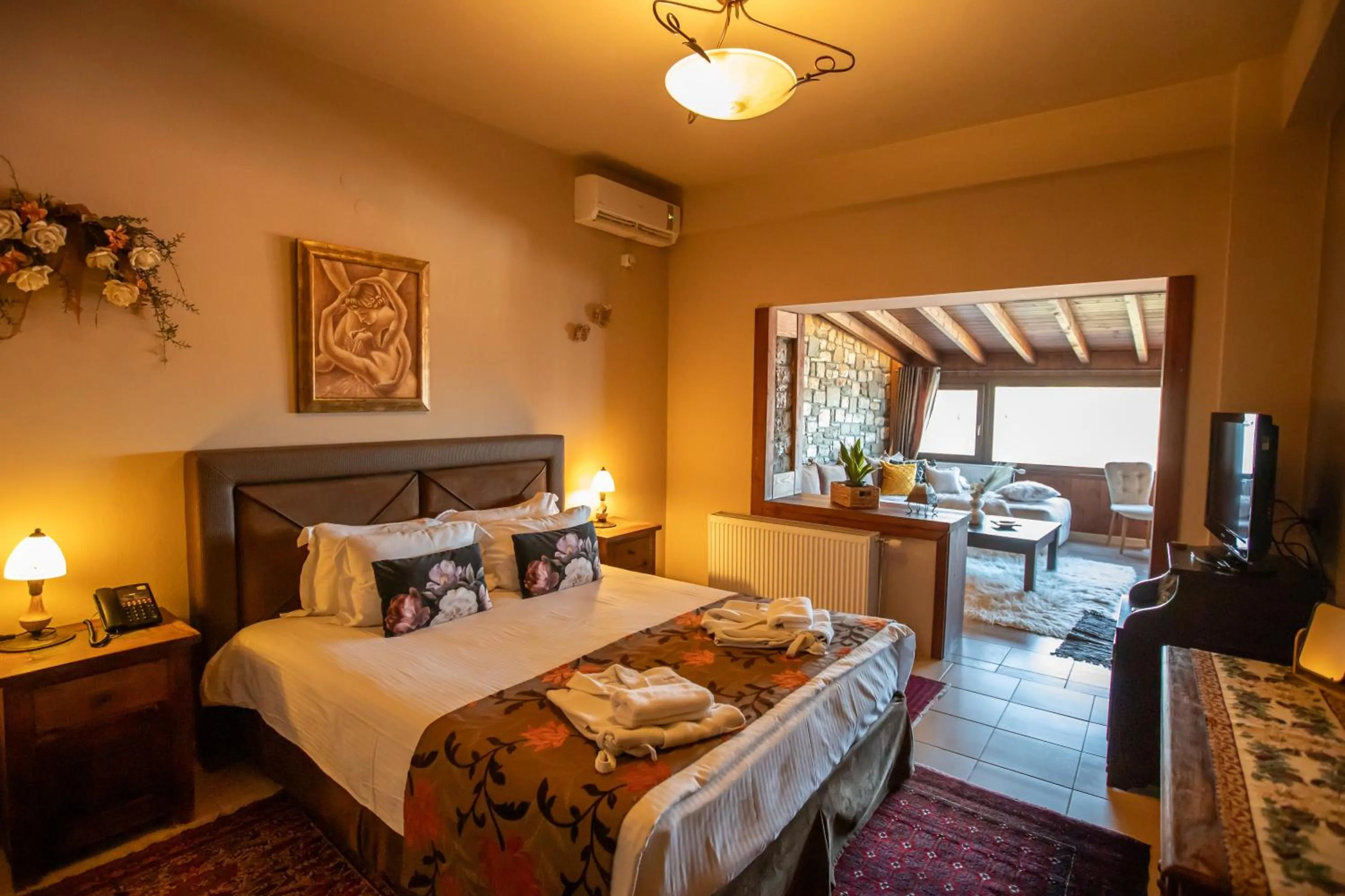 Bed in Pandion Luxury Boutique Hotel & Suites with Spa