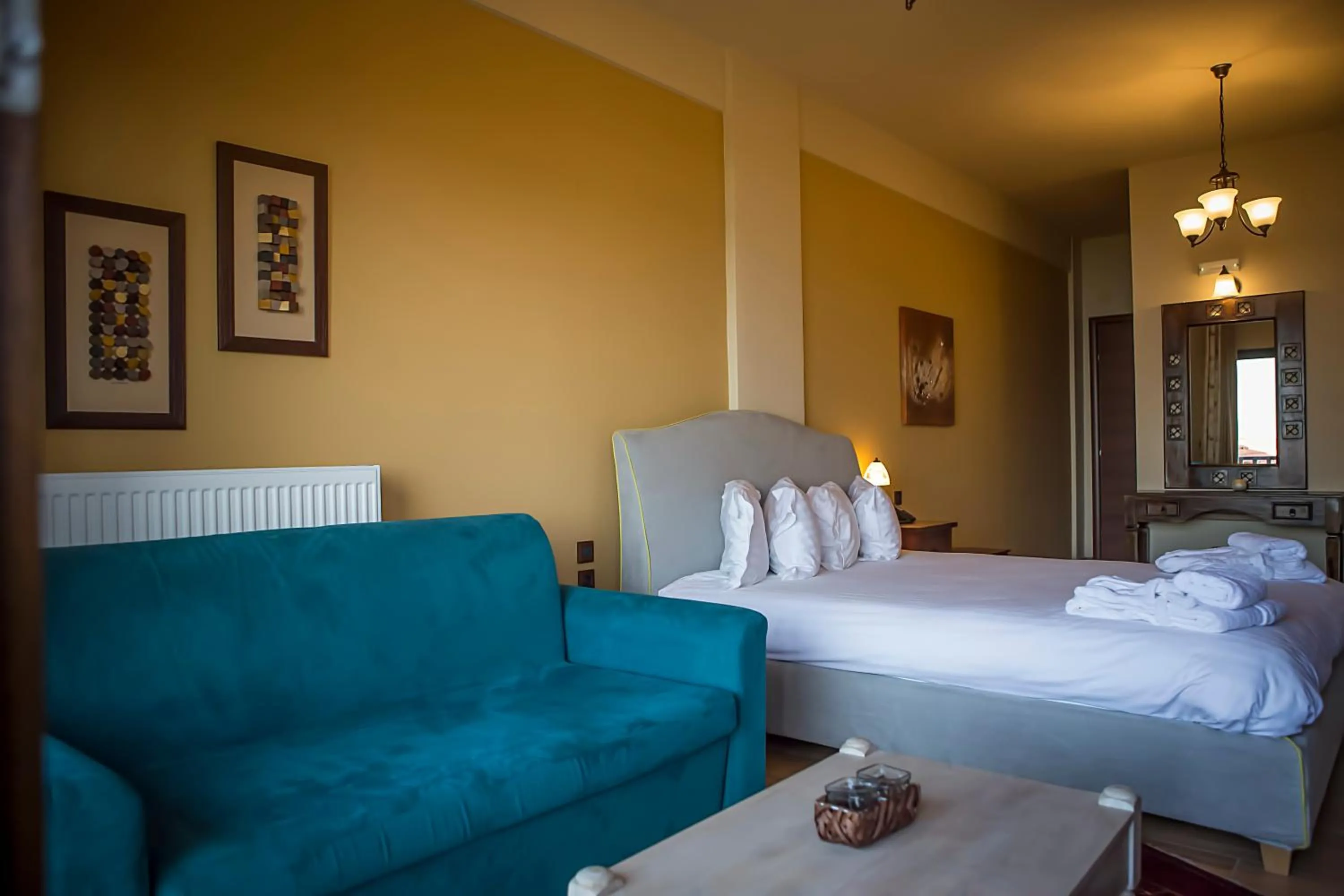 Bed in Pandion Luxury Boutique Hotel & Suites with Spa
