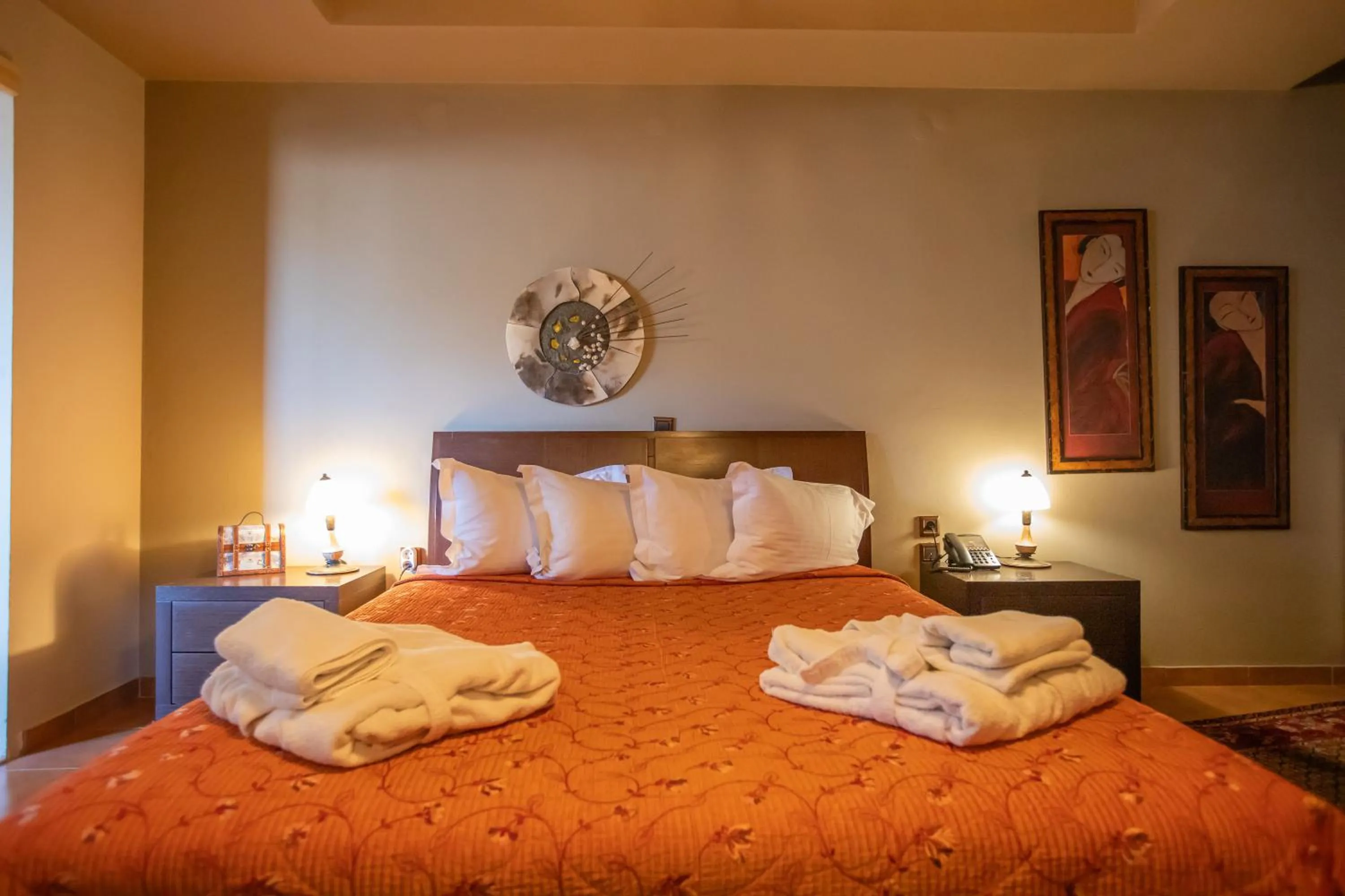 Bed in Pandion Luxury Boutique Hotel & Suites with Spa