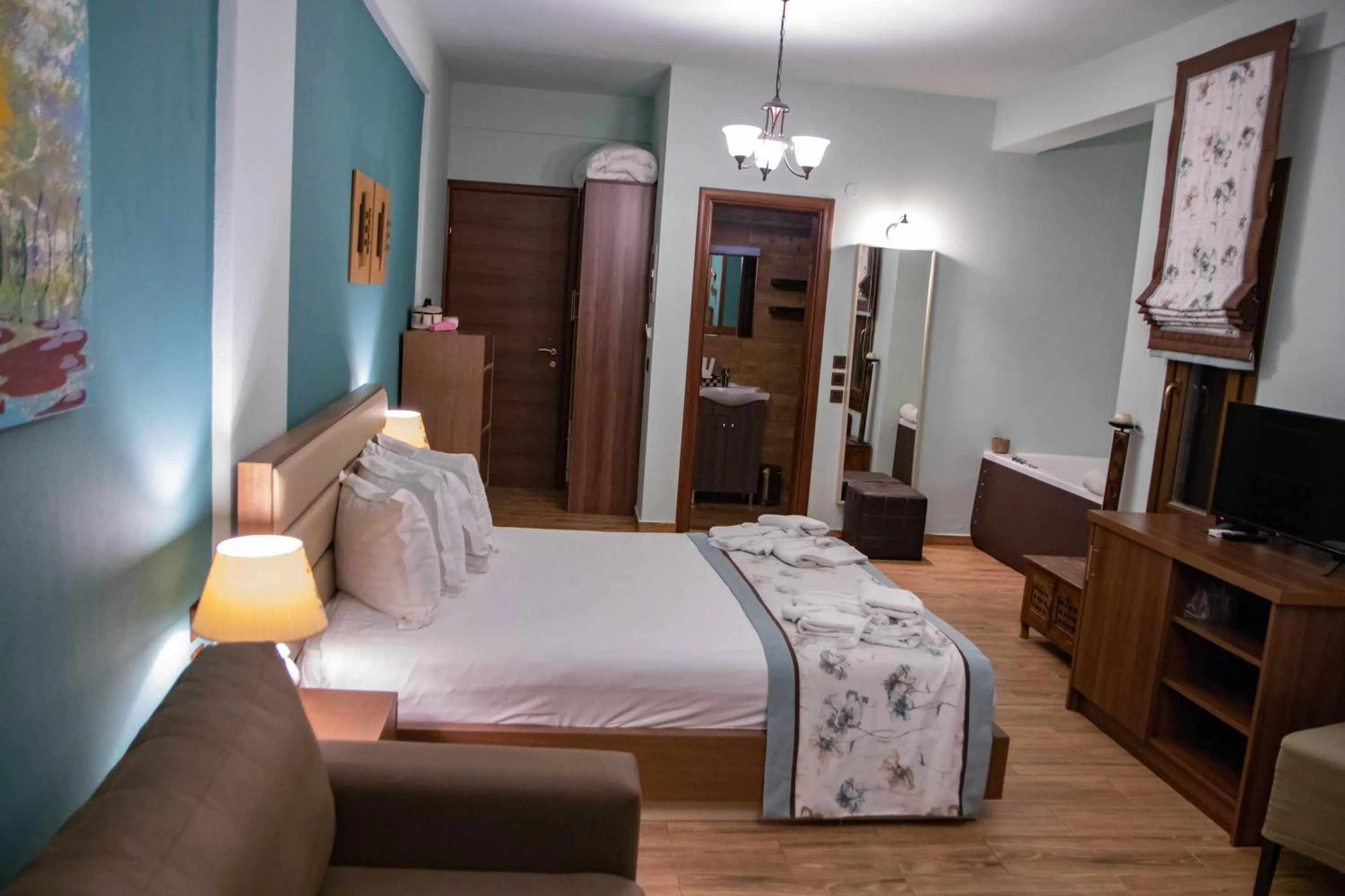 Bed in Pandion Luxury Boutique Hotel & Suites with Spa