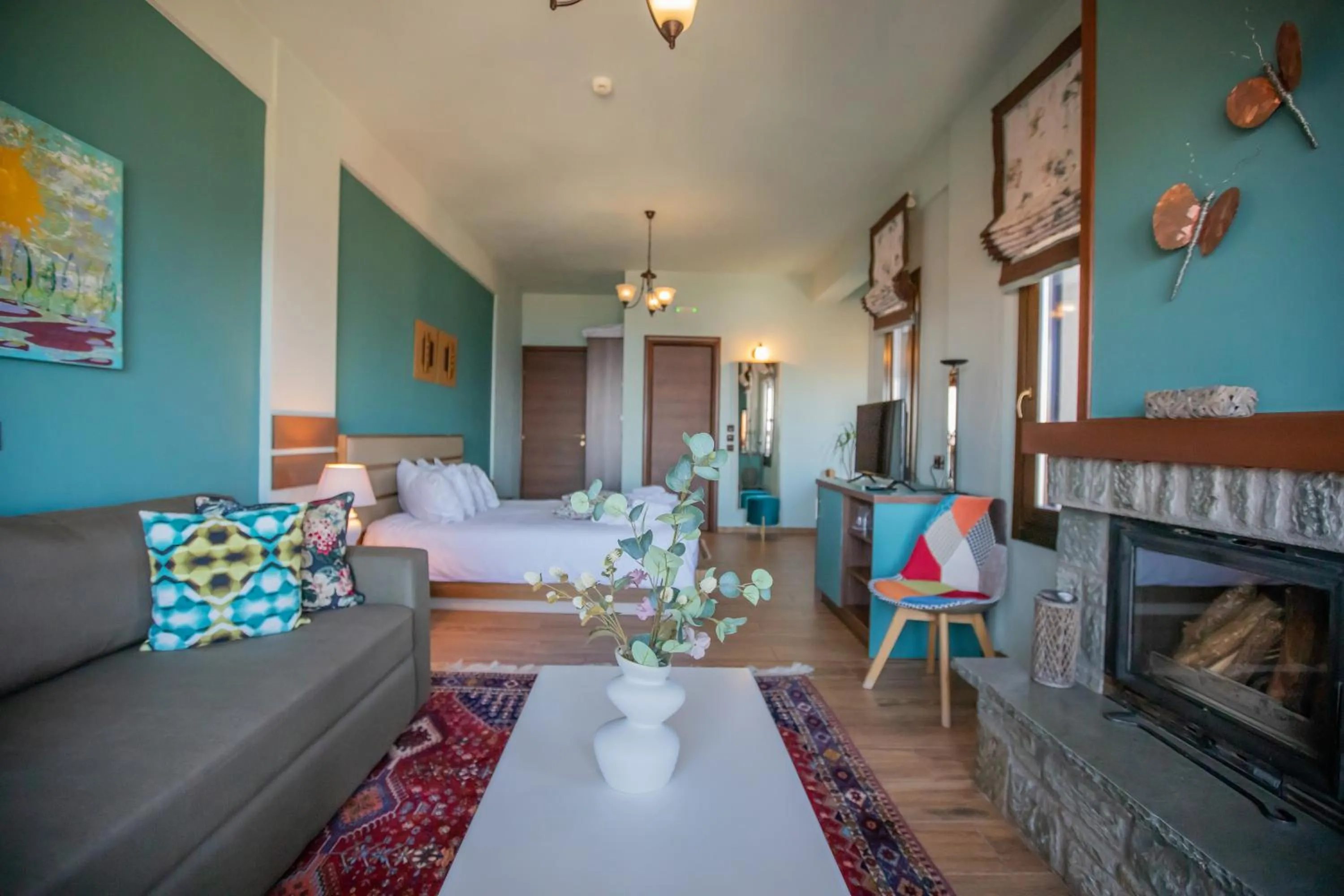 Bed in Pandion Luxury Boutique Hotel & Suites with Spa