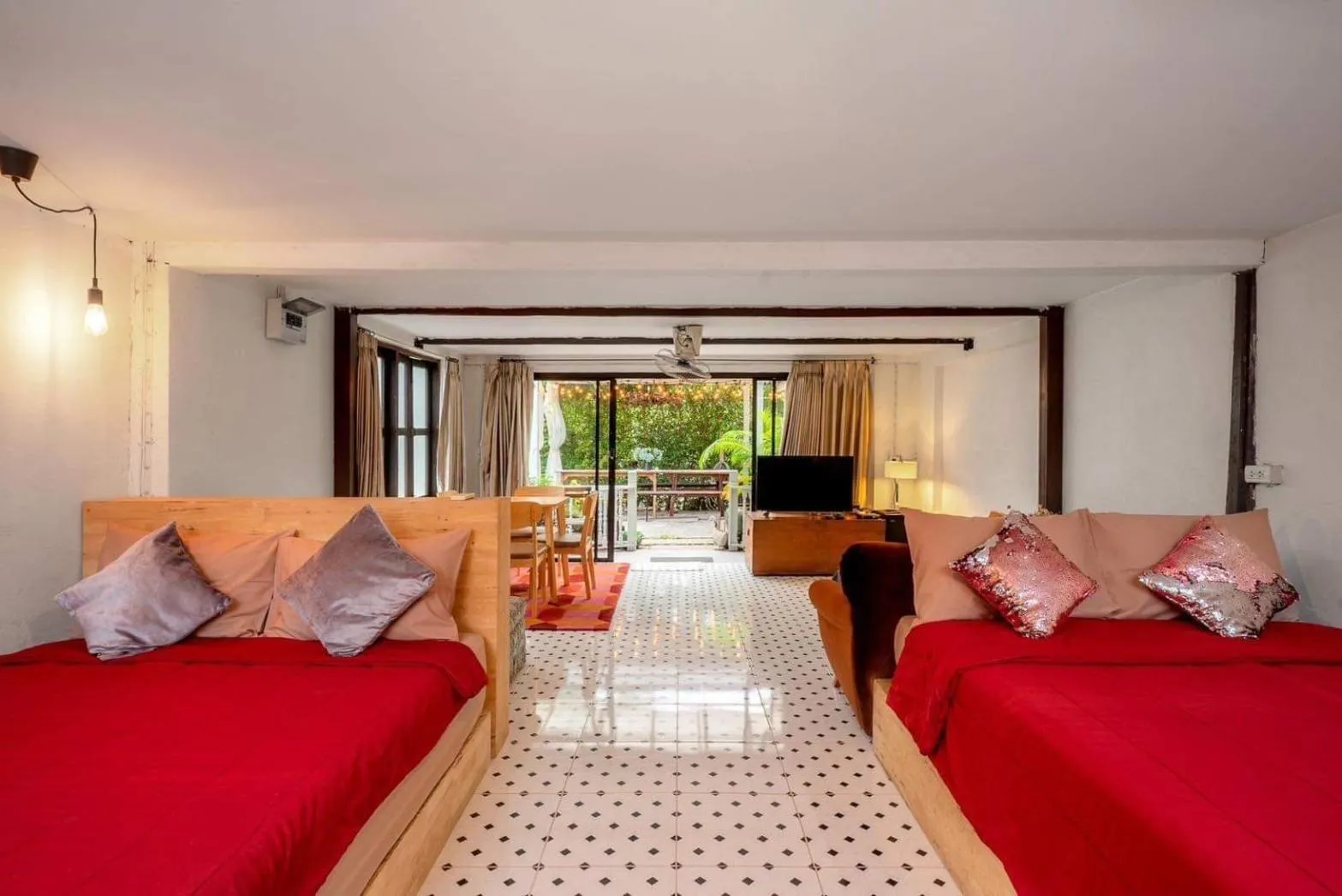 Bed in Secret garden pool villa