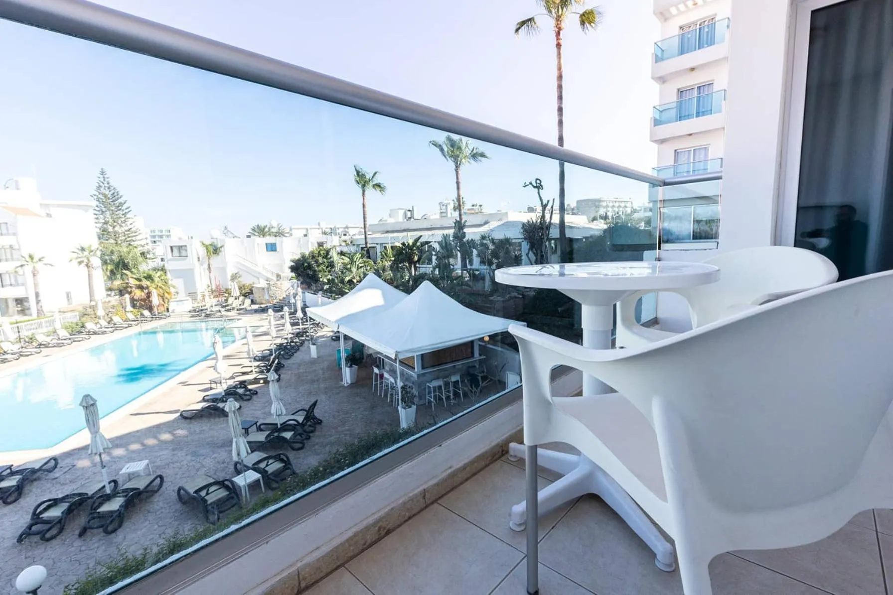 Pool view in Vrissaki Hotel Apartments