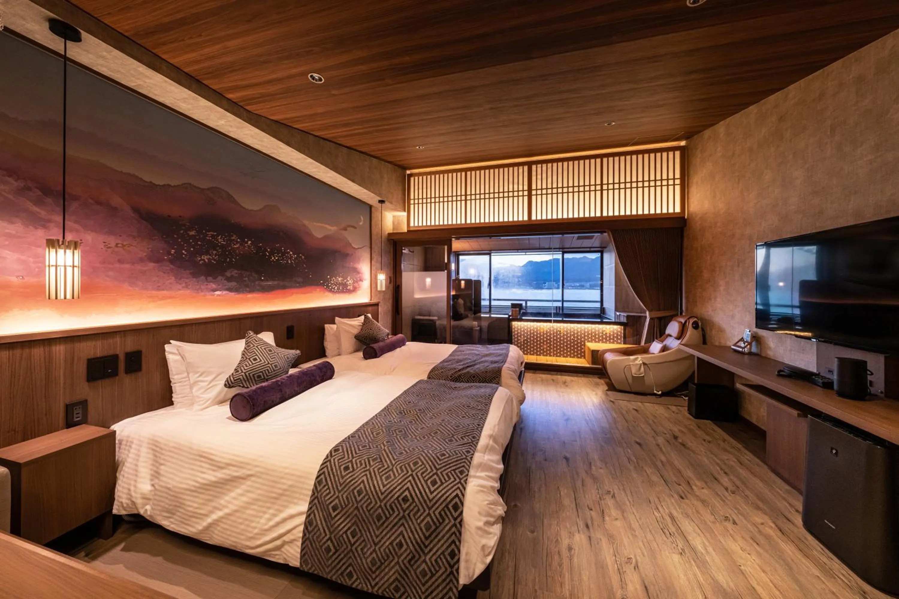 Photo of the whole room, Bed in Kinsuikan