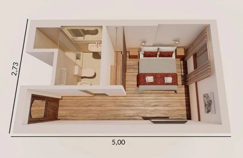 Floor plan, Bed in Tunqueley Hotel