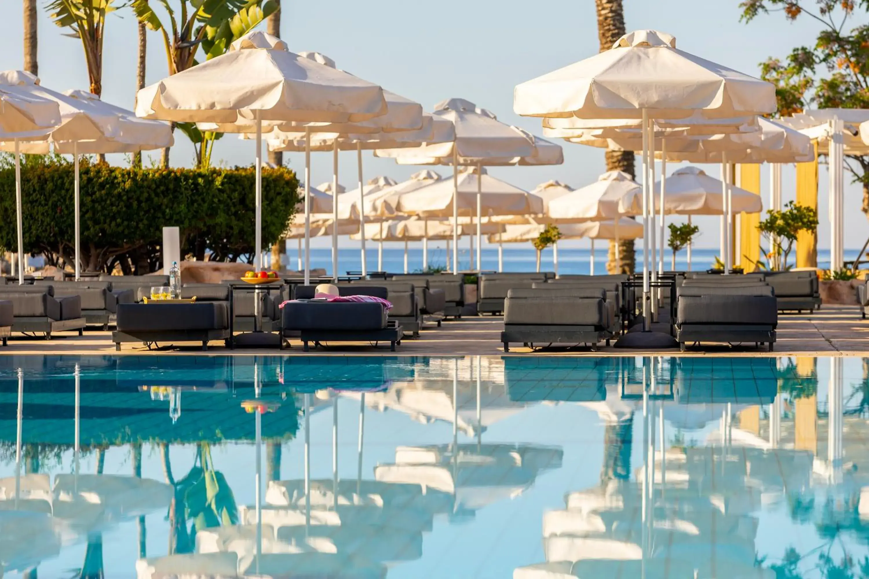 Bed, Swimming Pool in Pavlo Napa Beach Hotel