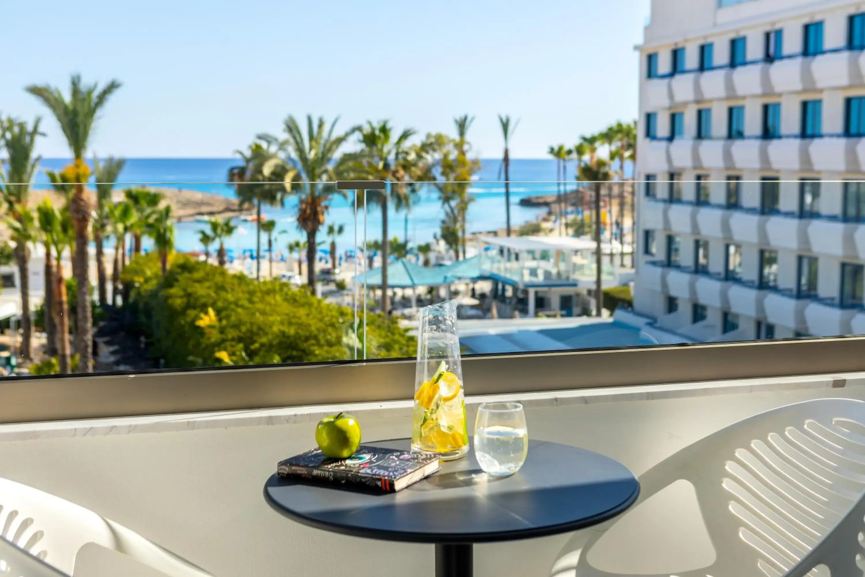 Bed, Pool View in Pavlo Napa Beach Hotel