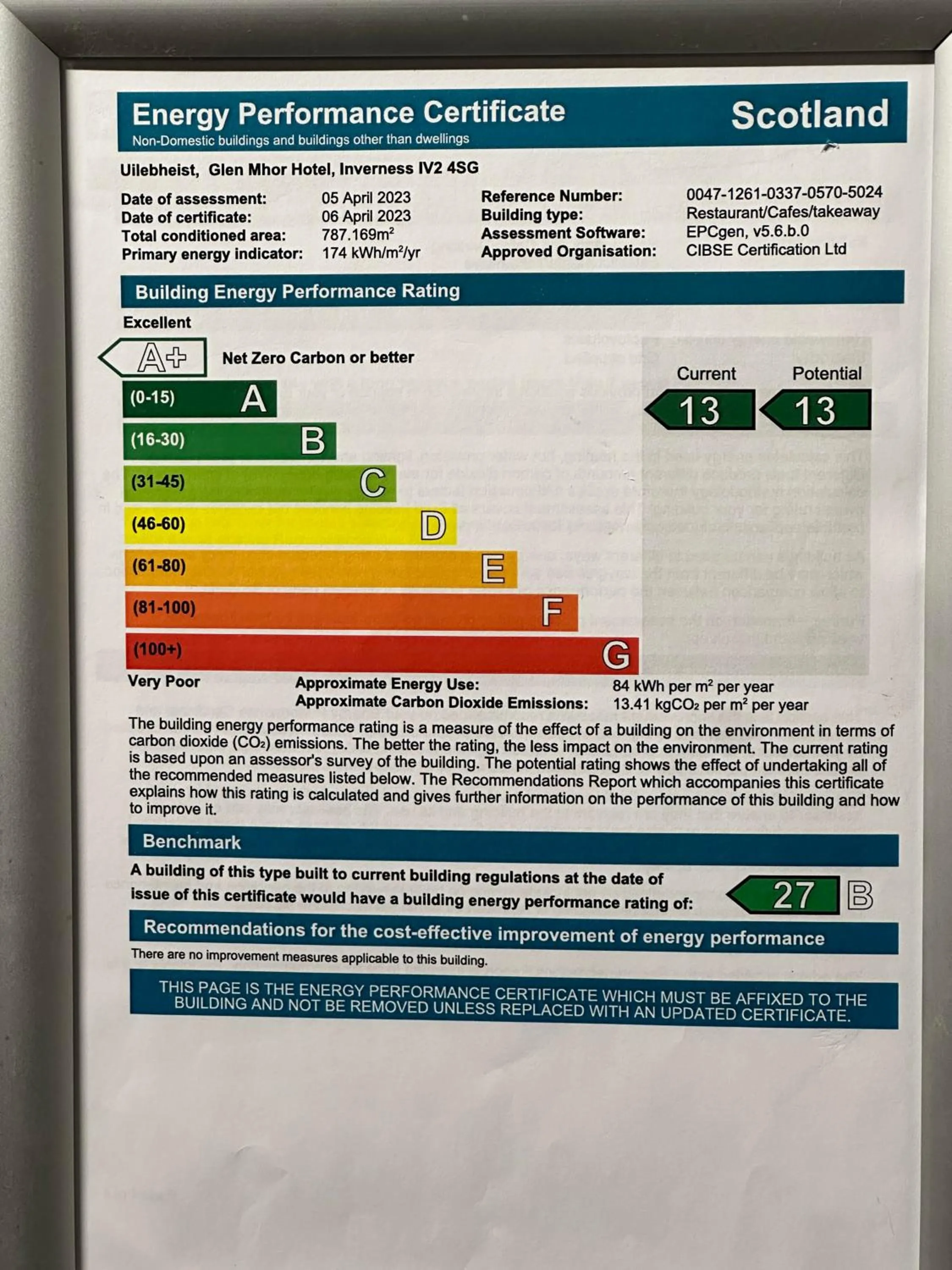 Logo/Certificate/Sign in Glen Mhor Hotel at Uile-bheist 'Brewstillery'